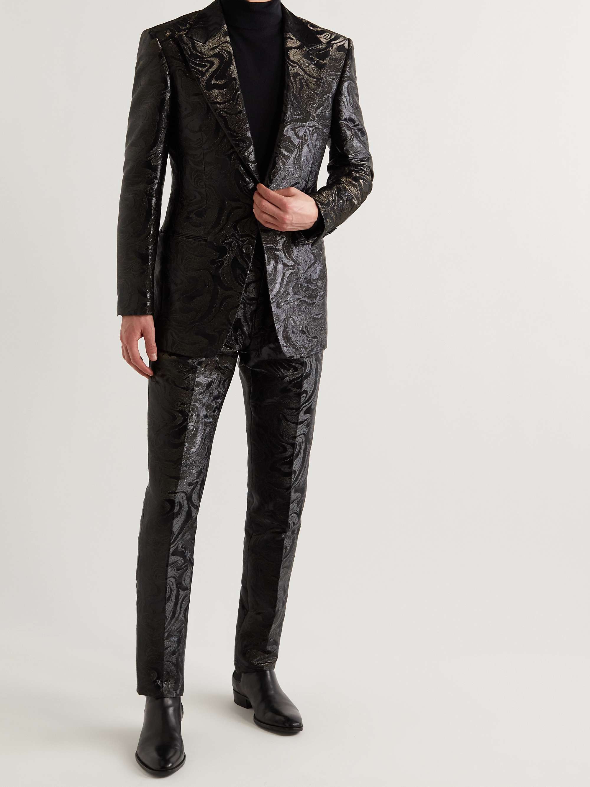 TOM FORD Spencer Slim-Fit Metallic Cotton-Blend Jacquard Tuxedo Jacket