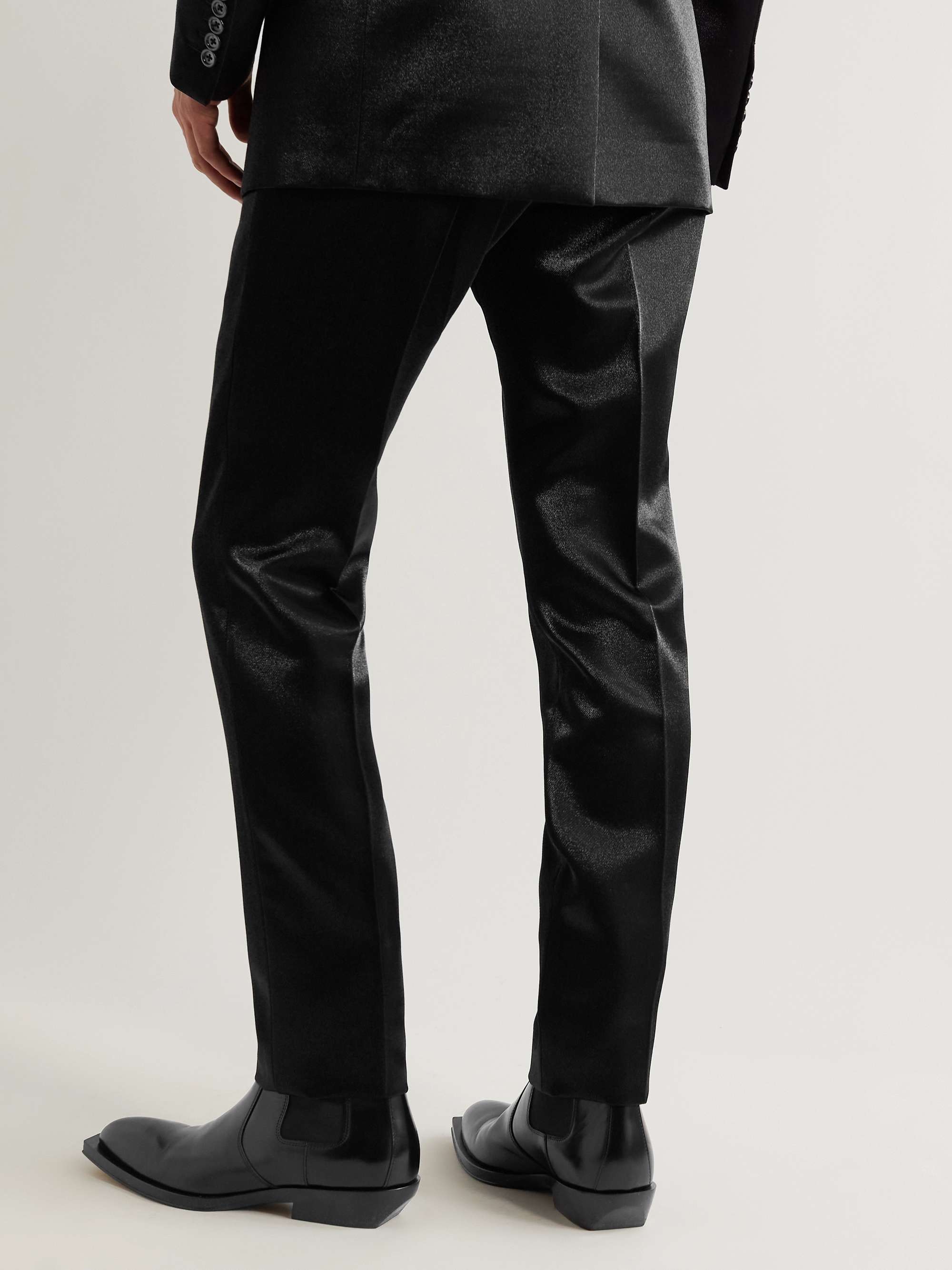 TOM FORD Cooper Metallic Wool-Blend Twill Tuxedo Trousers