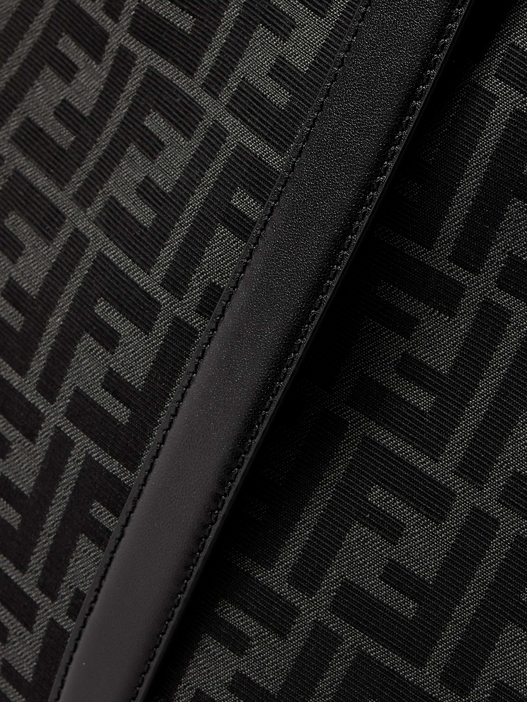 FENDI Leather-Trimmed Logo-Jacquard Canvas Tote Bag