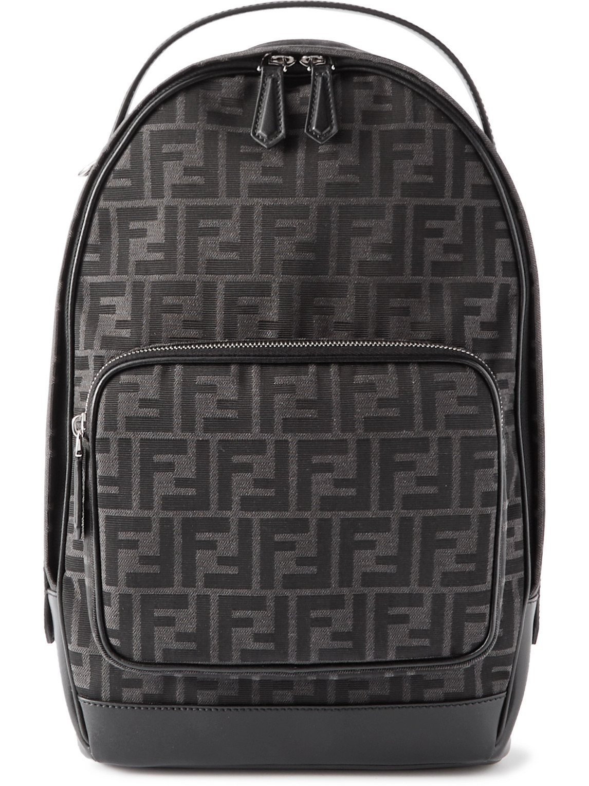 Leather-Trimmed Logo-Jacquard Canvas Sling Backpack