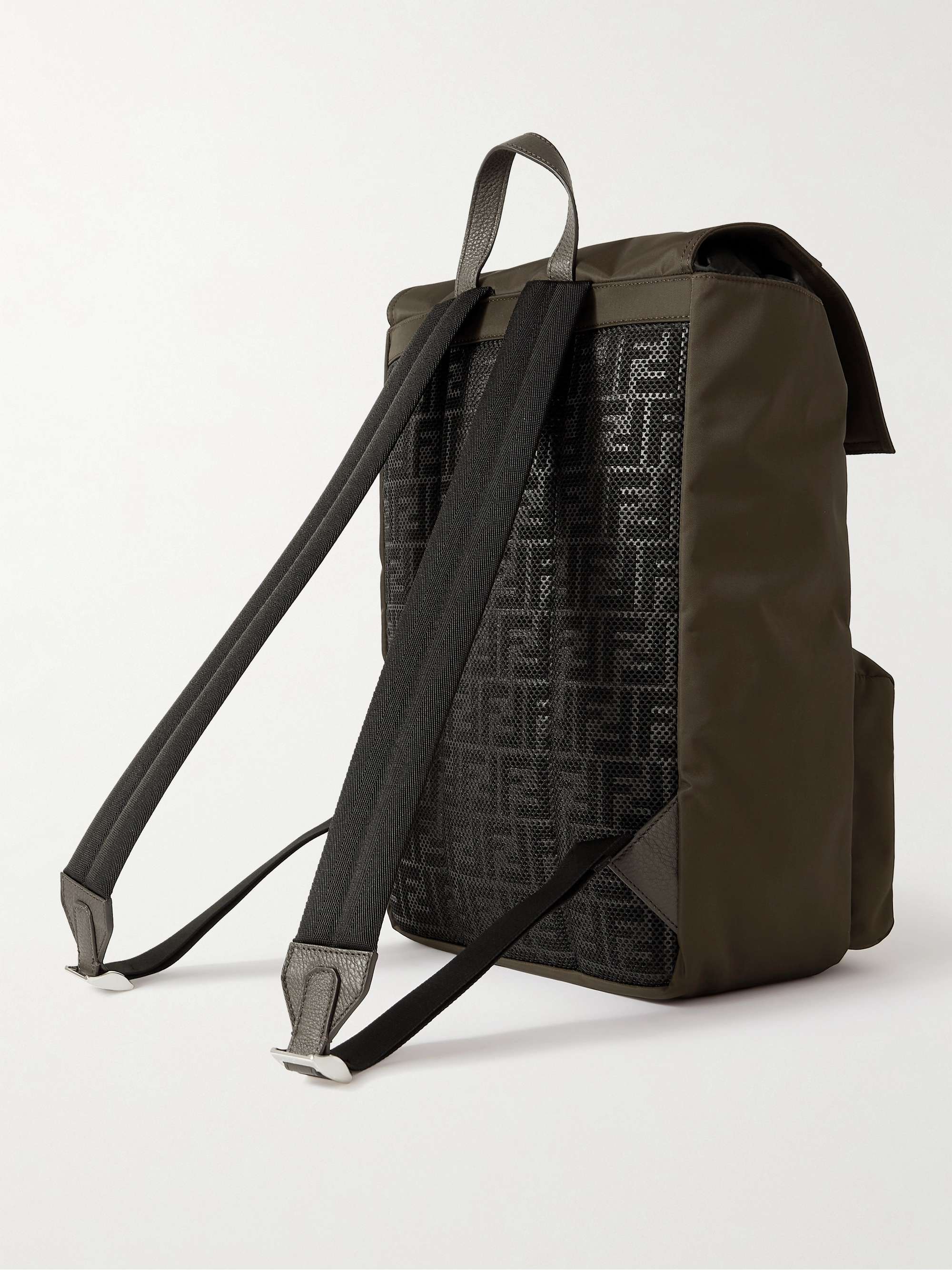 FENDI Leather-Trimmed Shell Backpack