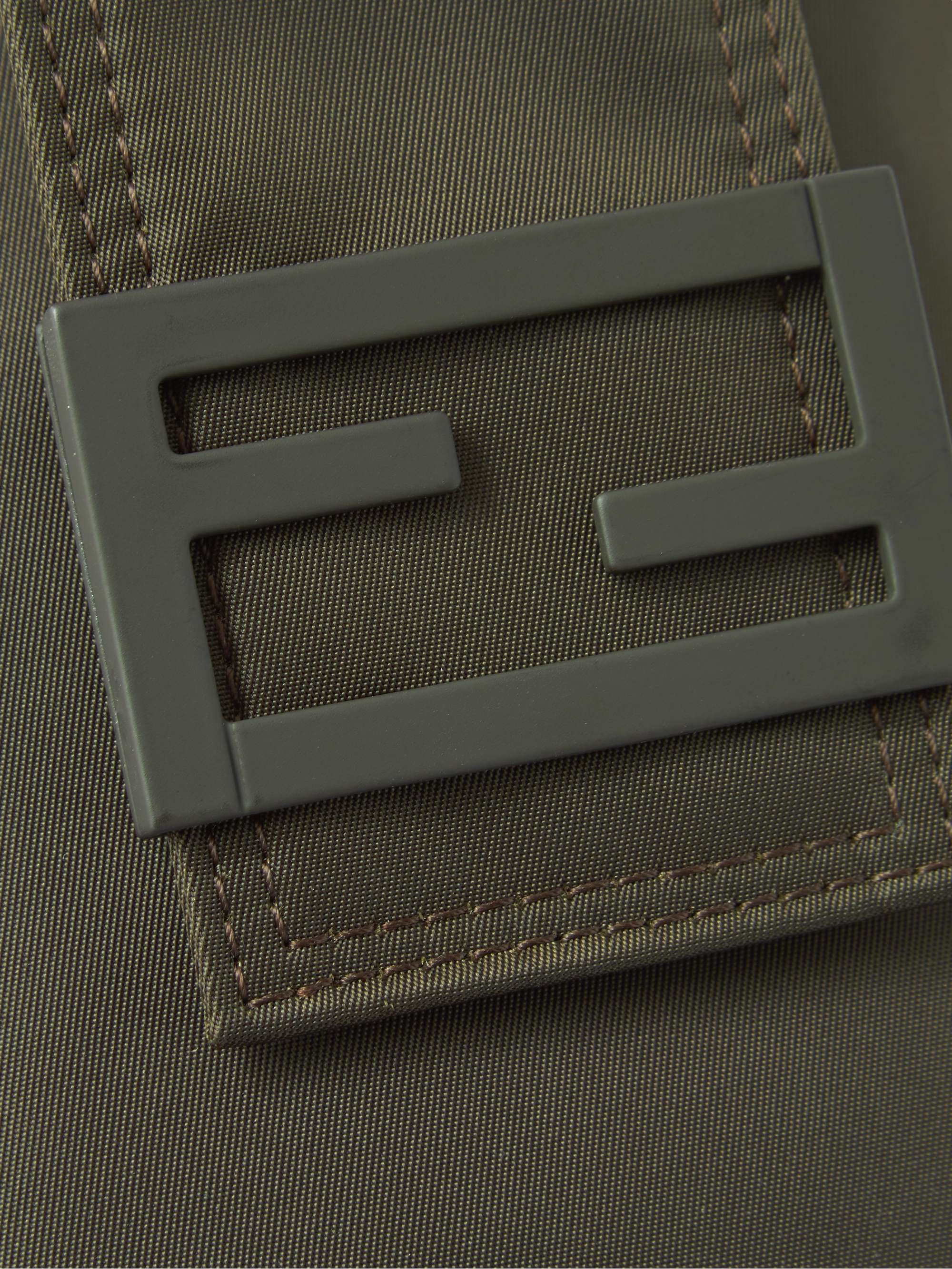 FENDI Logo-Embellished Leather-Trimmed ECONYL Pouch