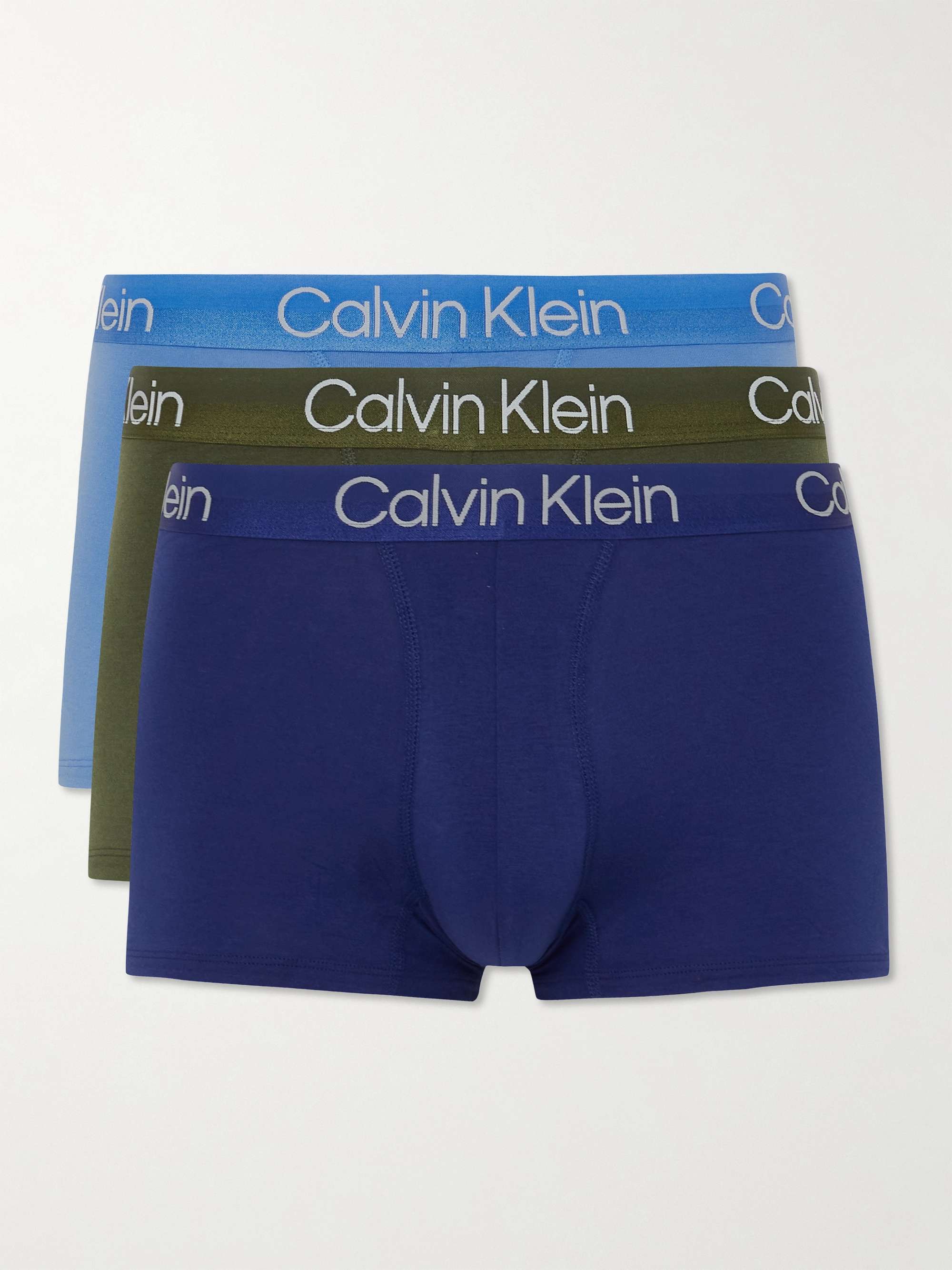CALVIN KLEIN UNDERWEAR Three-Pack Cotton-Blend Boxer Briefs