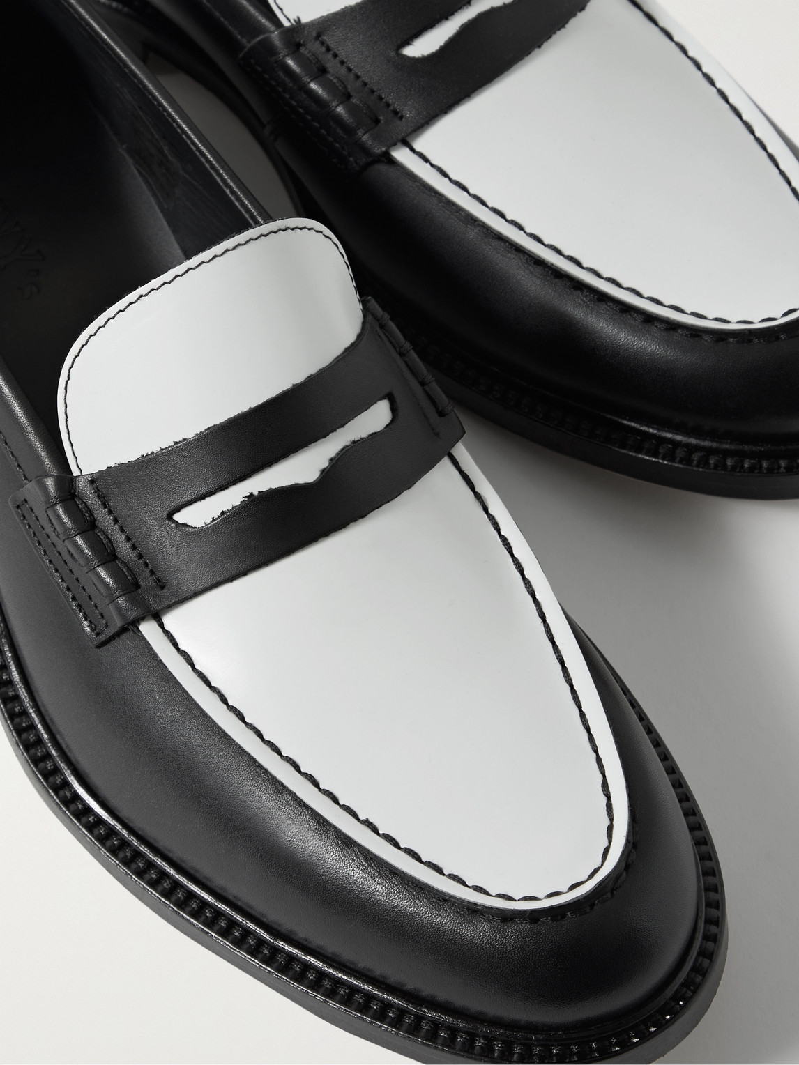 Vinny's Townee Two-tone Leather Penny Loafers In Black | ModeSens