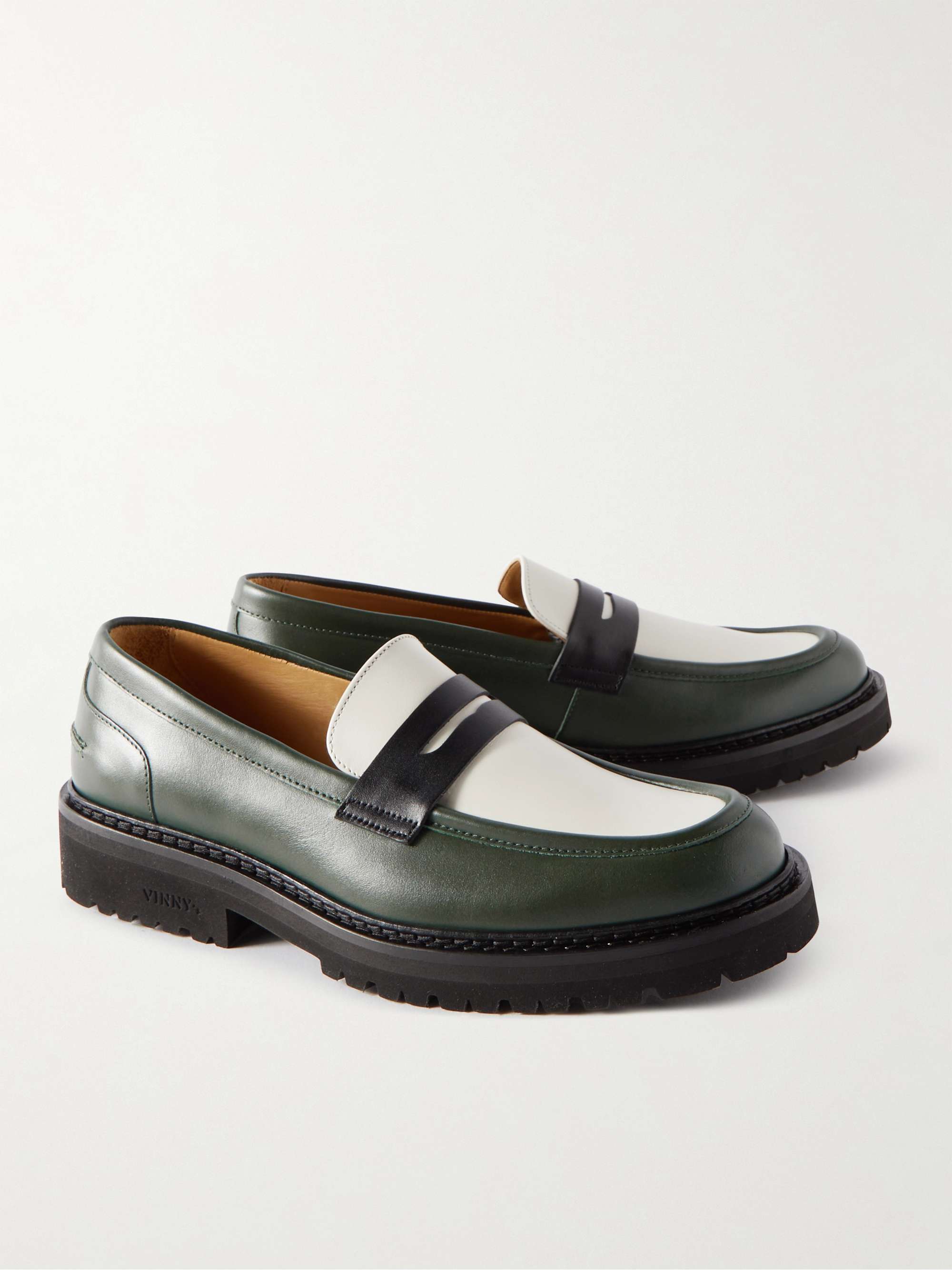 VINNY'S Richie Colour-Block Leather Penny Loafers
