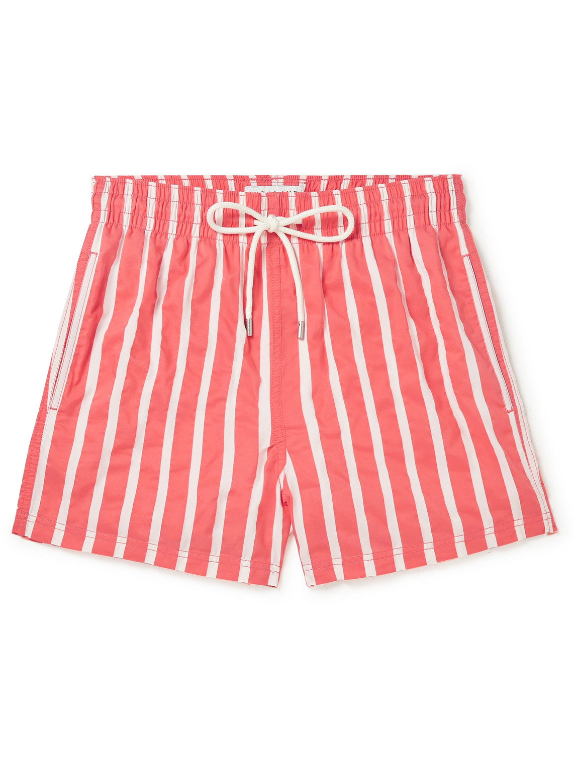 Atalaye Suertea Short-length Striped Swim Shorts In Red