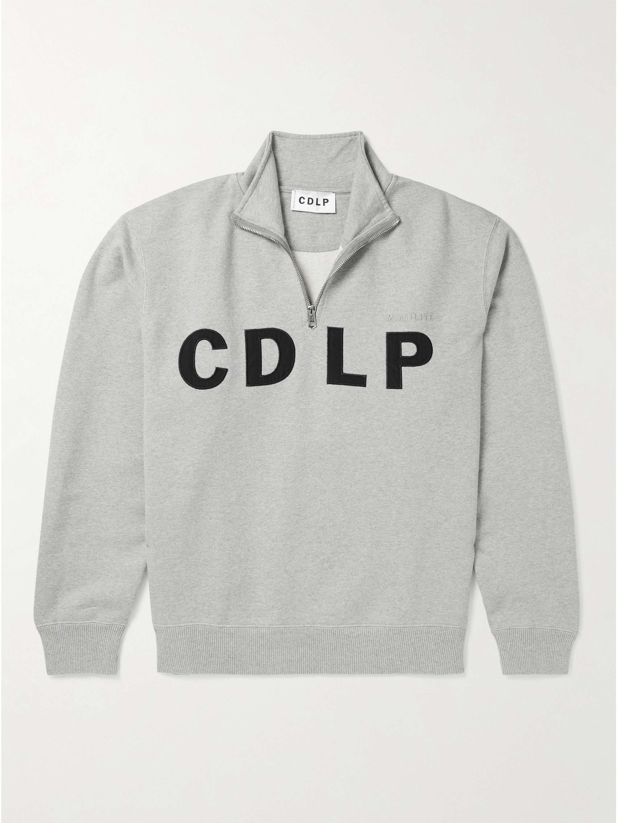 CDLP Mobilité Logo-Embroidered Cotton-Jersey Half-Zip Sweater