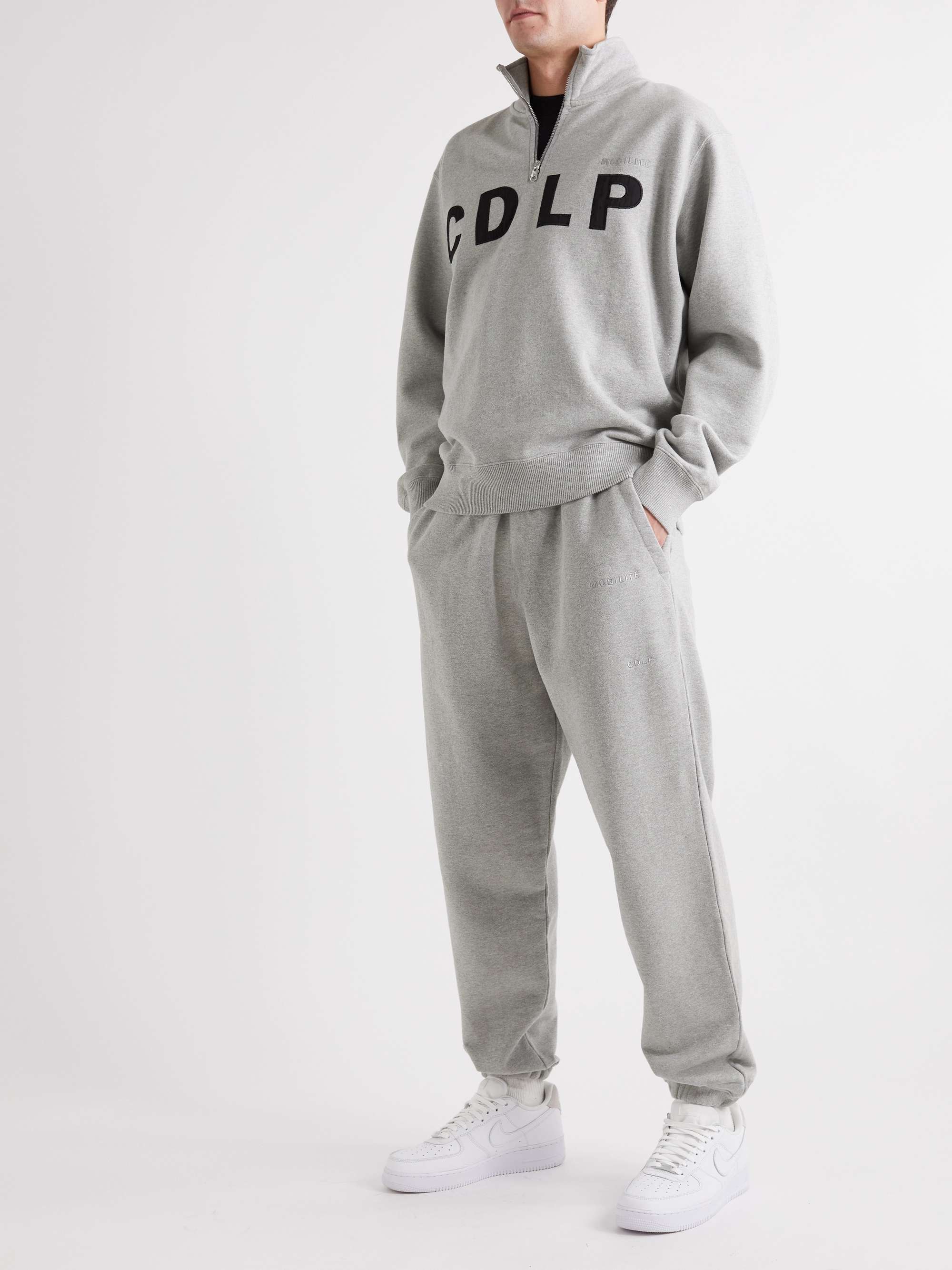 CDLP Mobilité Logo-Embroidered Cotton-Jersey Half-Zip Sweater