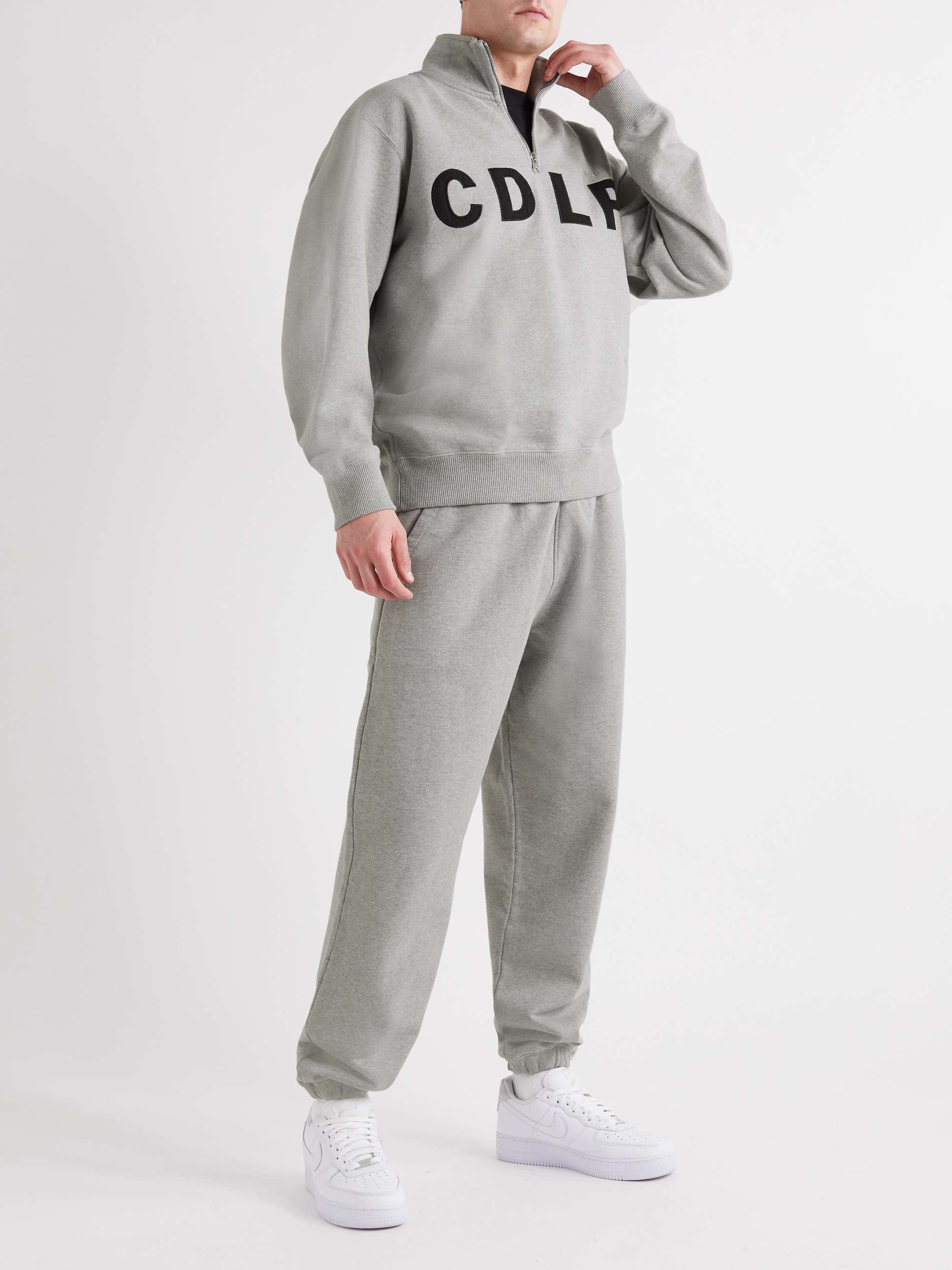 Gray Mobilité Tapered Logo-Embroidered Cotton-Jersey Sweatpants | CDLP ...