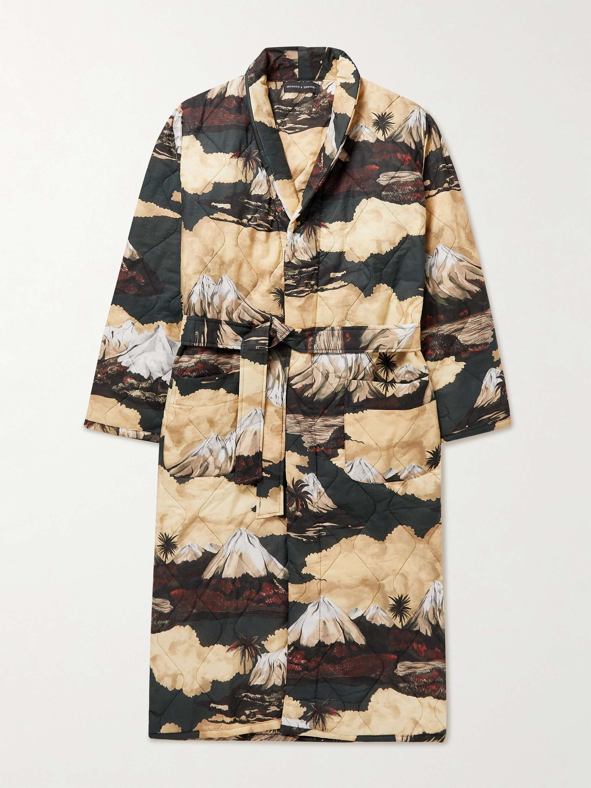 DESMOND & DEMPSEY Belted Quilted Printed Cotton Robe