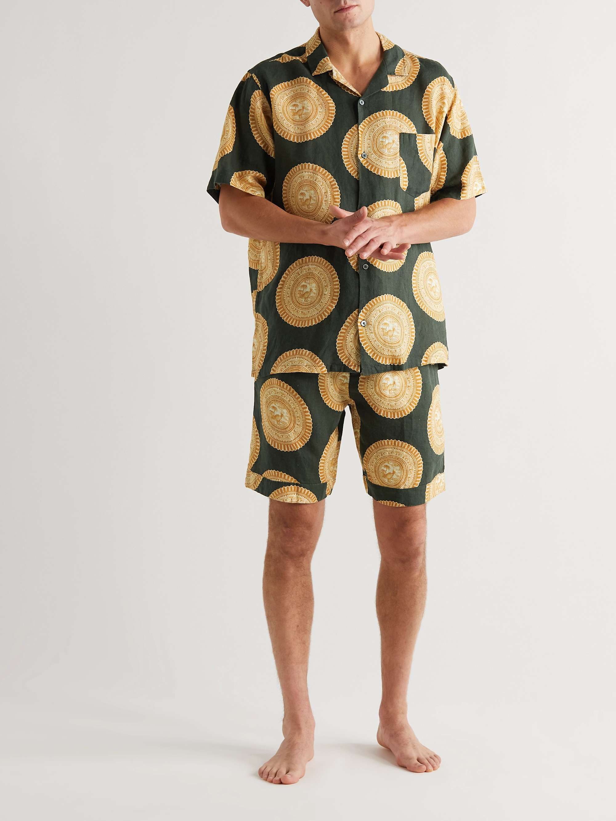 DESMOND & DEMPSEY Printed Linen Pyjama Set