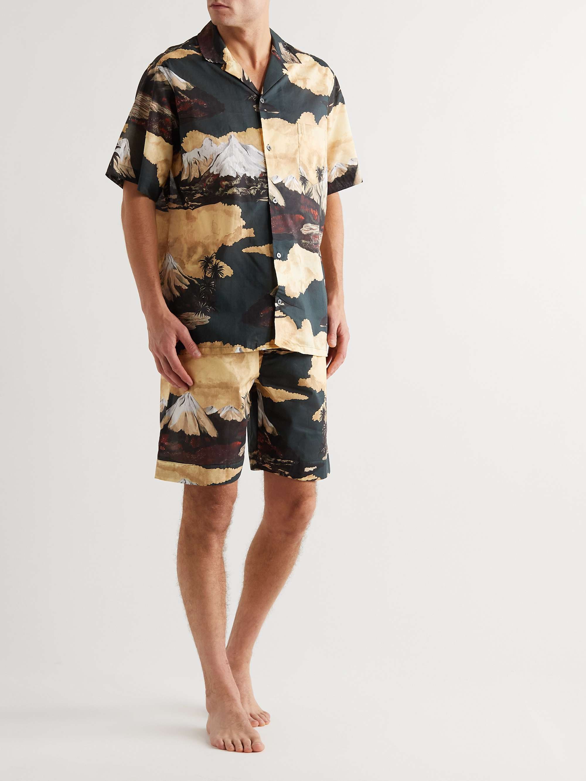 DESMOND & DEMPSEY Printed Linen Pyjama Set