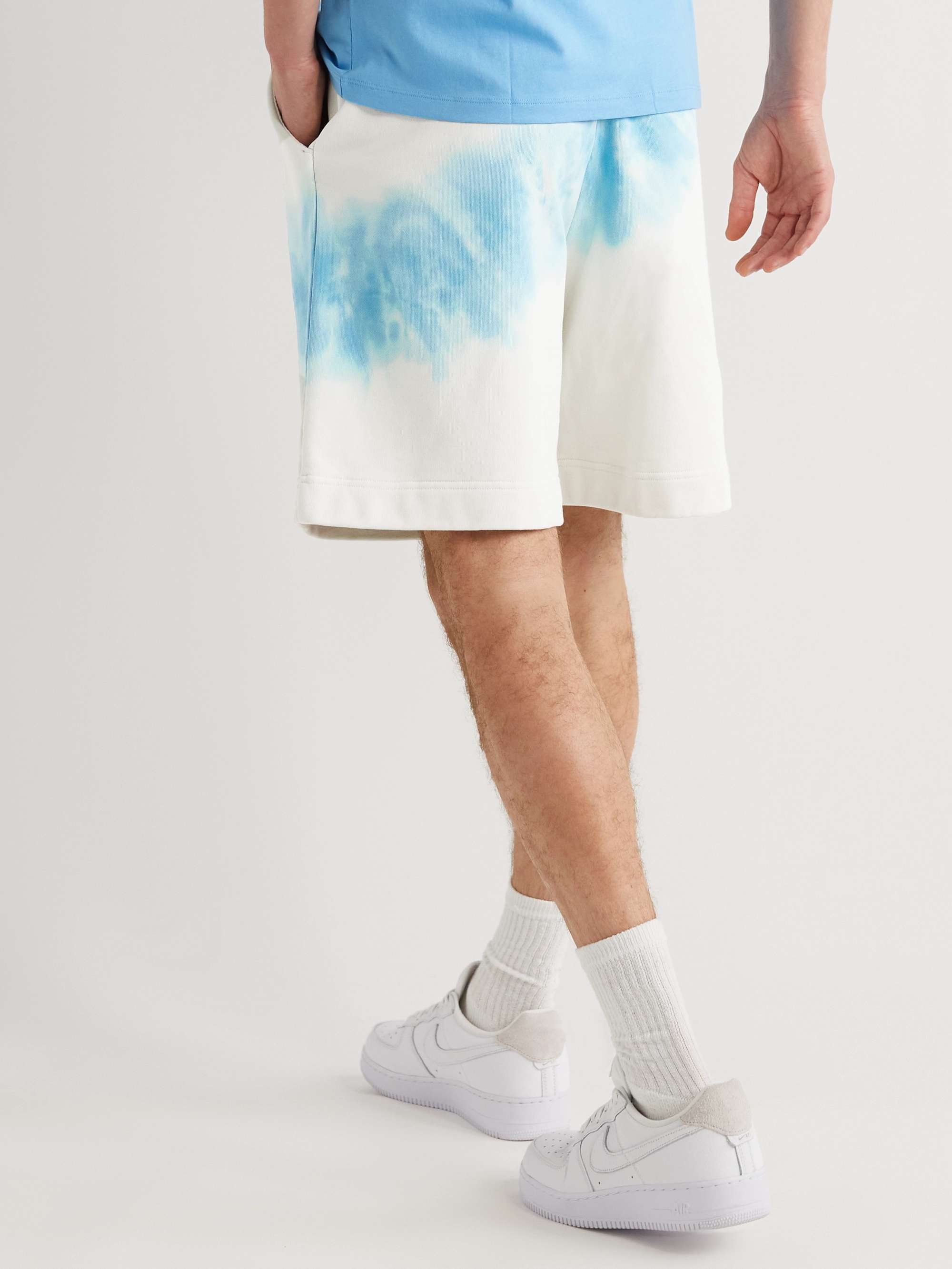 NINETY PERCENT Straight-Leg Tie-Dyed Organic Cotton-Jersey Drawstring Shorts