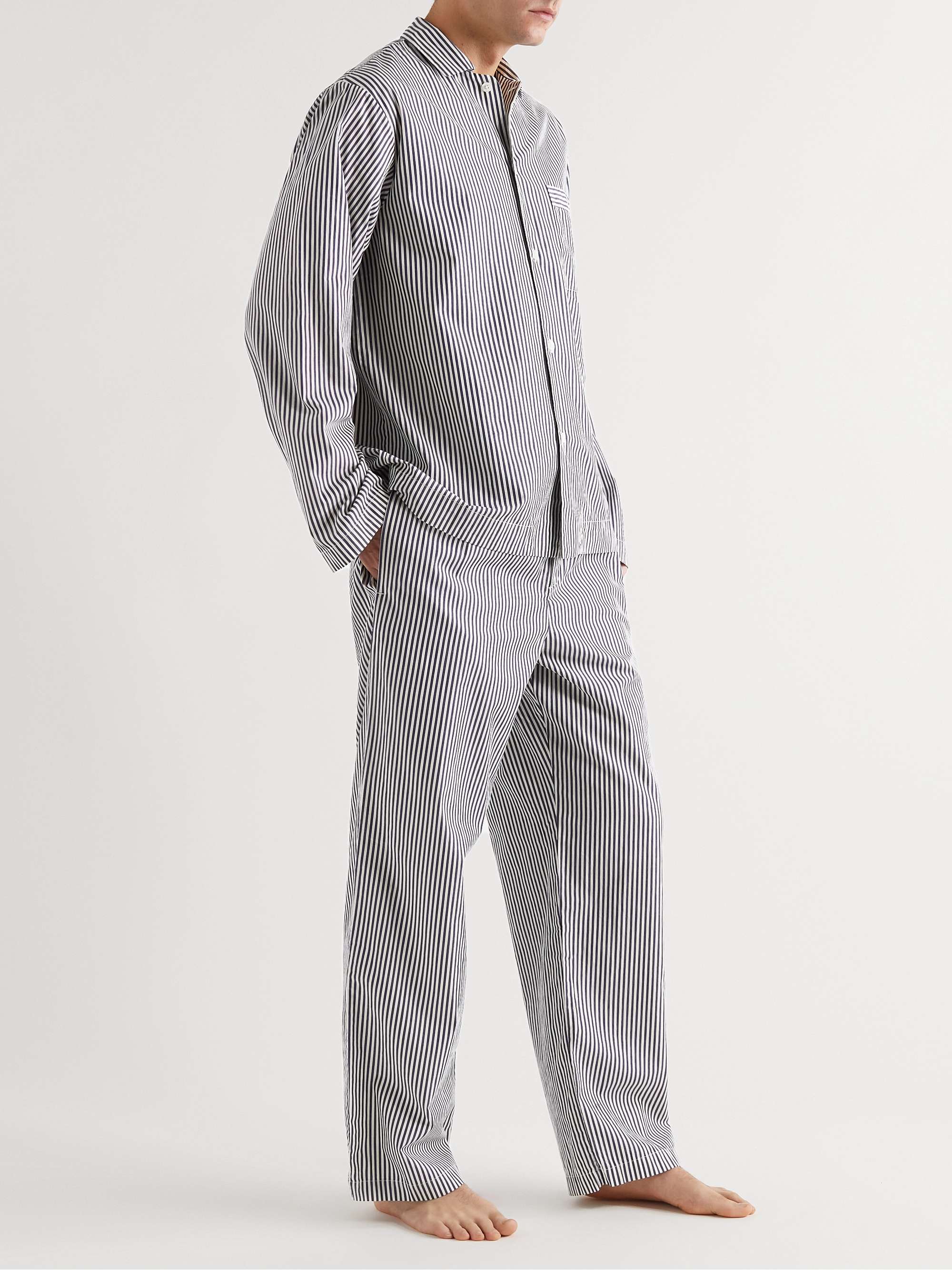 TEKLA Striped Cotton-Poplin Pyjama Trousers
