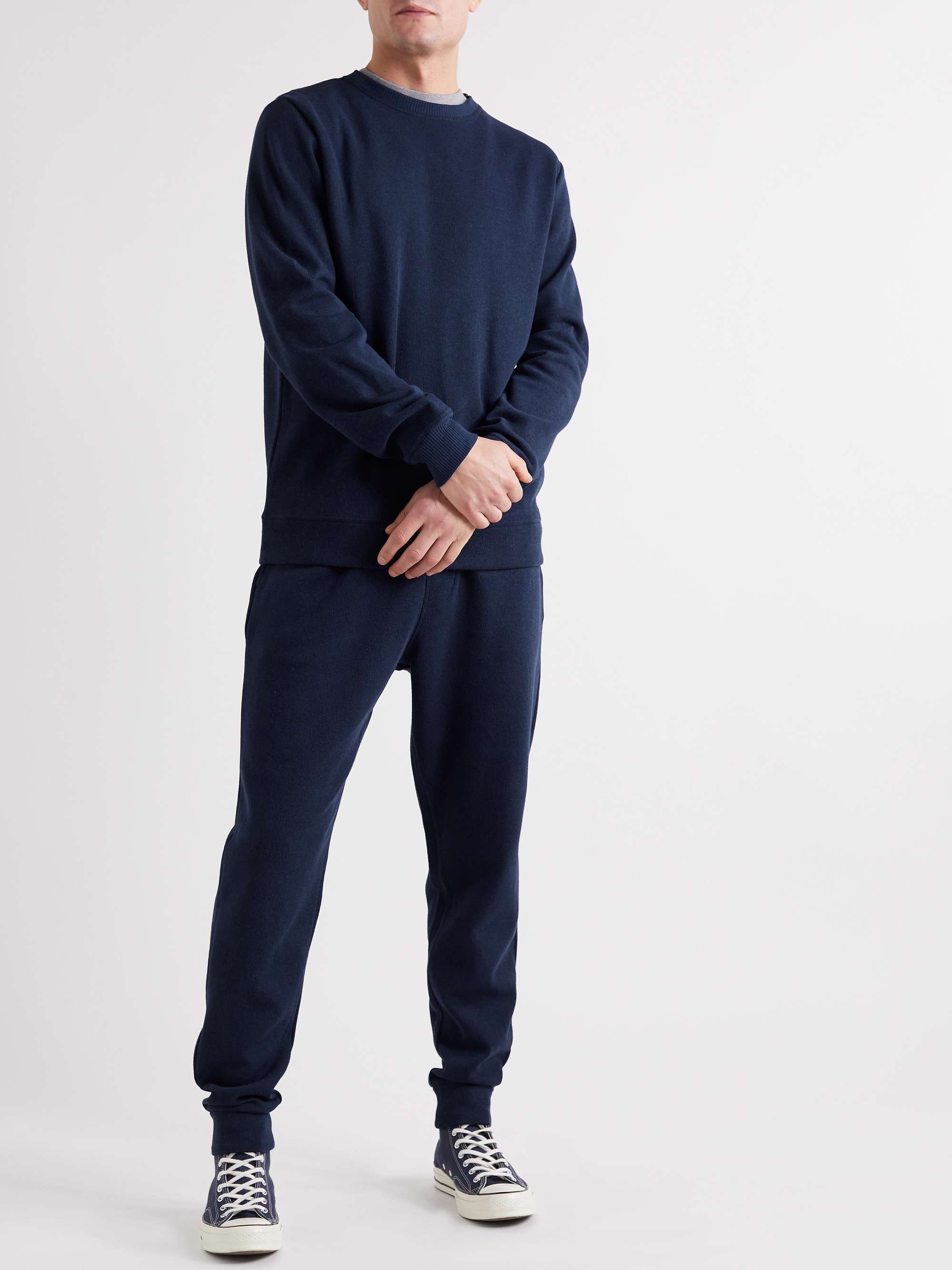 OLIVER SPENCER Slim-Fit Tapered Ribbed Recycled Cotton-Jersey Sweatpants