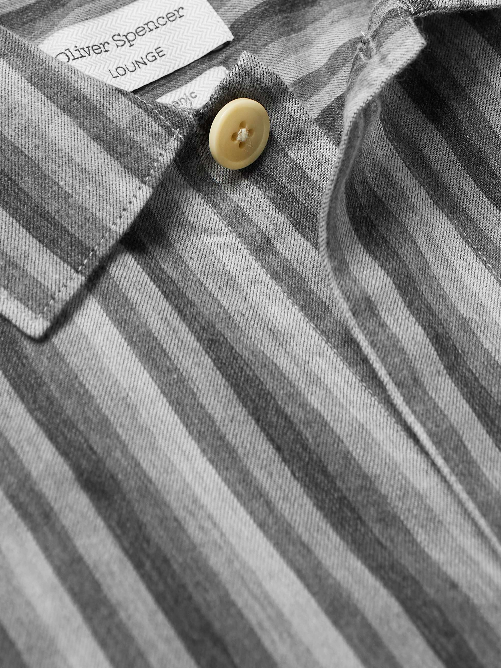 OLIVER SPENCER LOUNGEWEAR Striped Cotton Pyjama Shirt