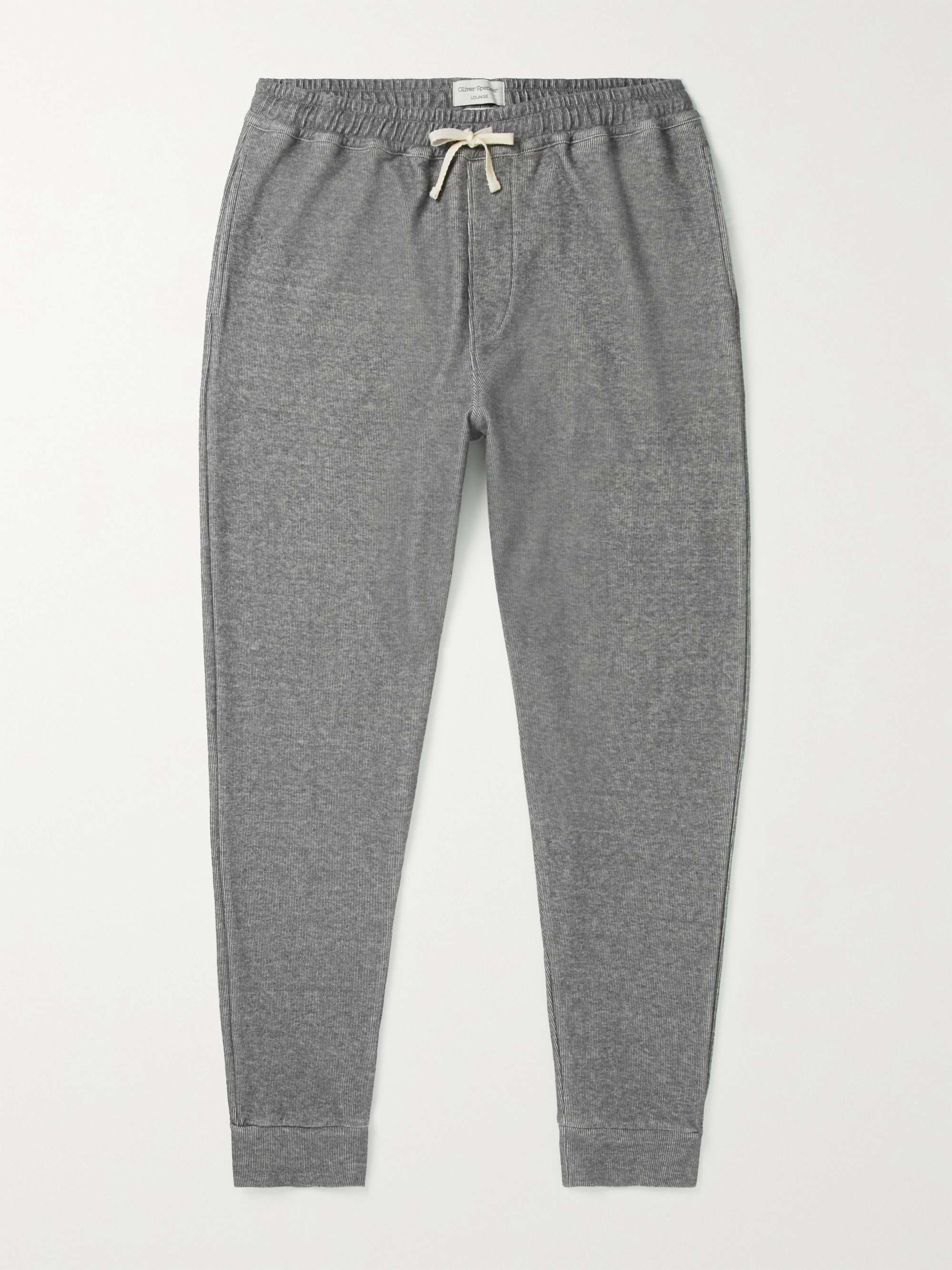 OLIVER SPENCER Slim-Fit Tapered Ribbed Recycled Cotton-Blend Jersey Sweatpants