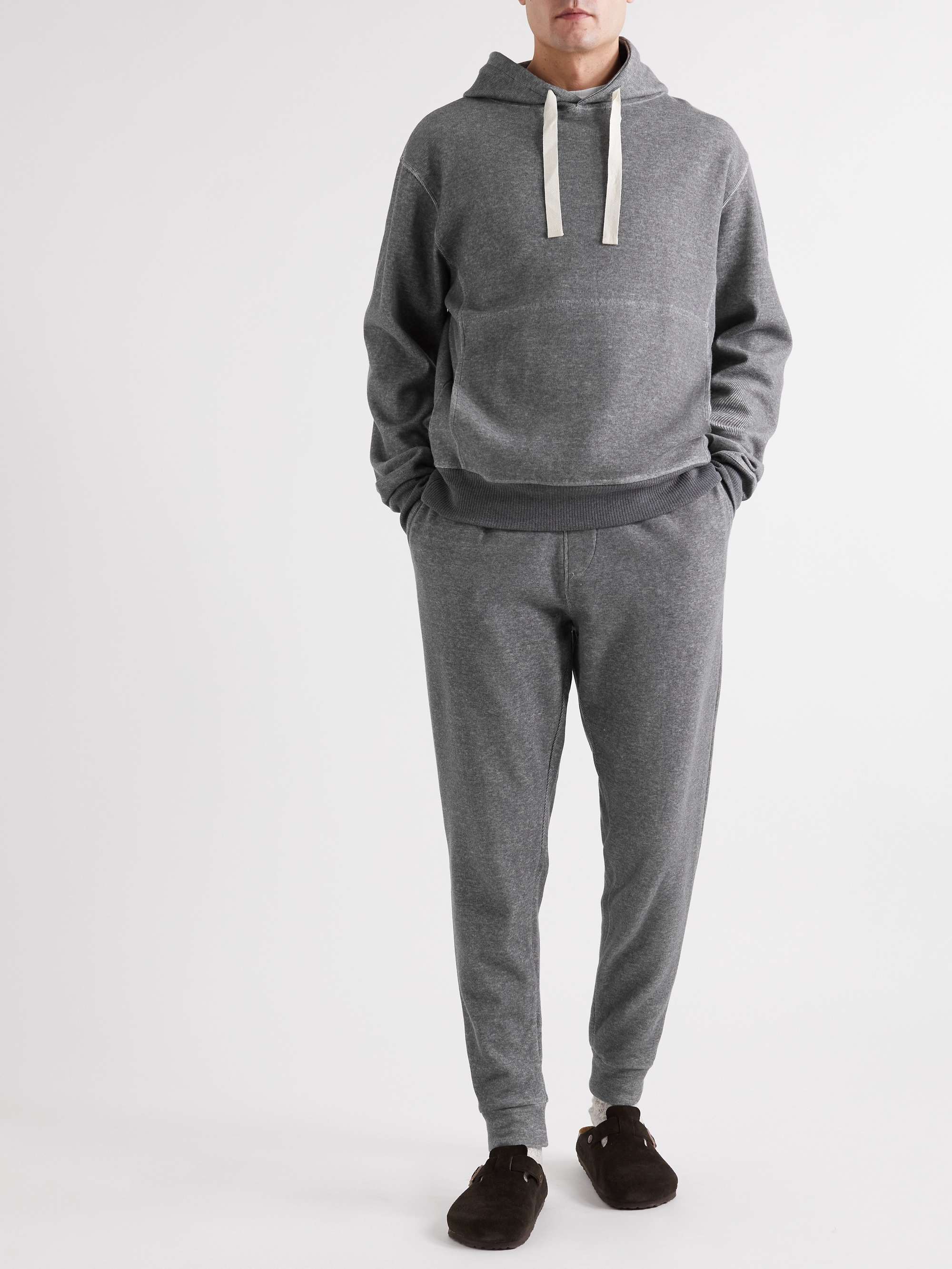 OLIVER SPENCER Slim-Fit Tapered Ribbed Recycled Cotton-Blend Jersey Sweatpants