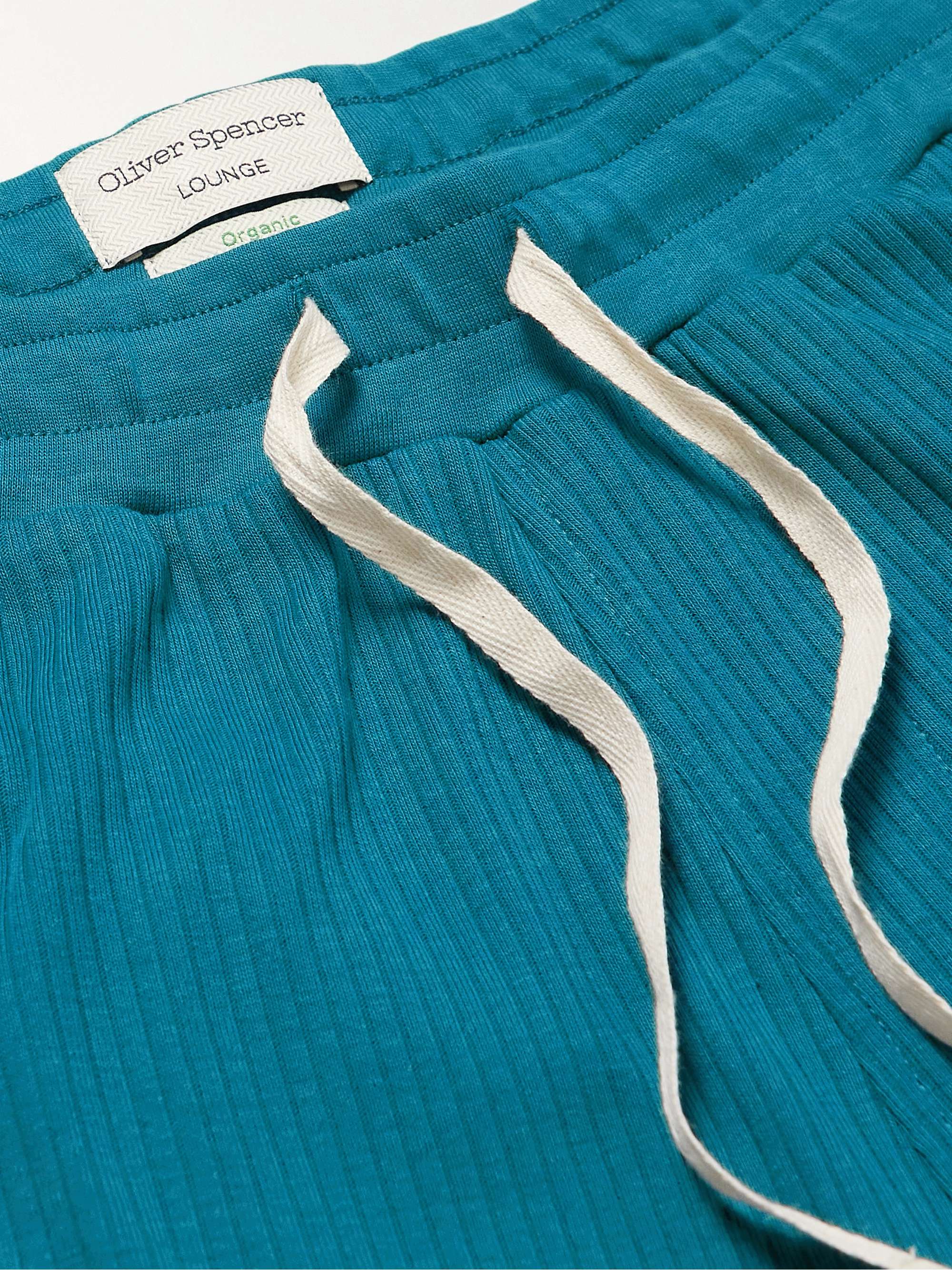 OLIVER SPENCER Straight-Leg Ribbed Organic Cotton-Jersey Drawstring Shorts