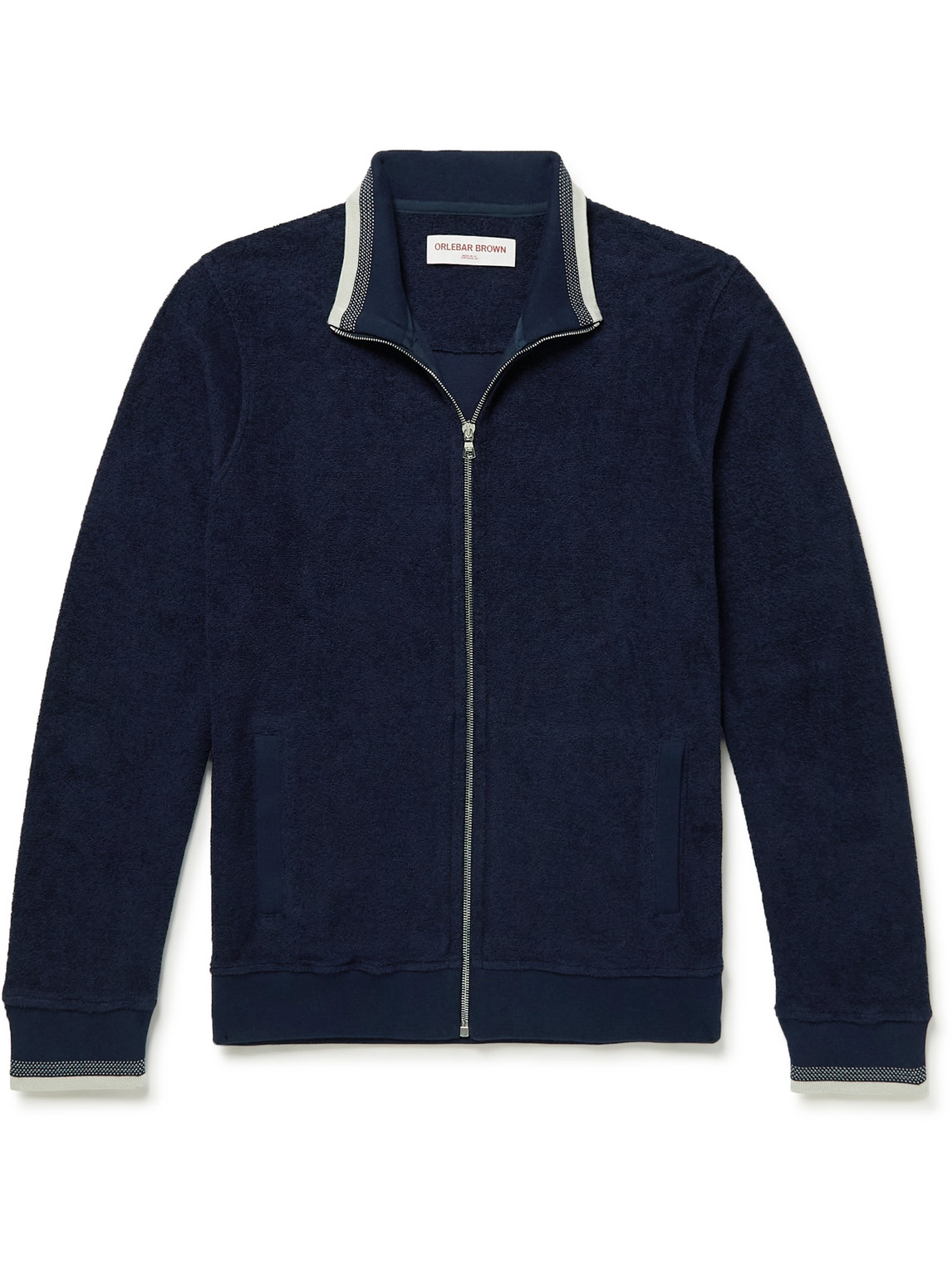 Orlebar Brown Egerton Slim-fit Cotton-terry Zip-up Sweatshirt In Blue