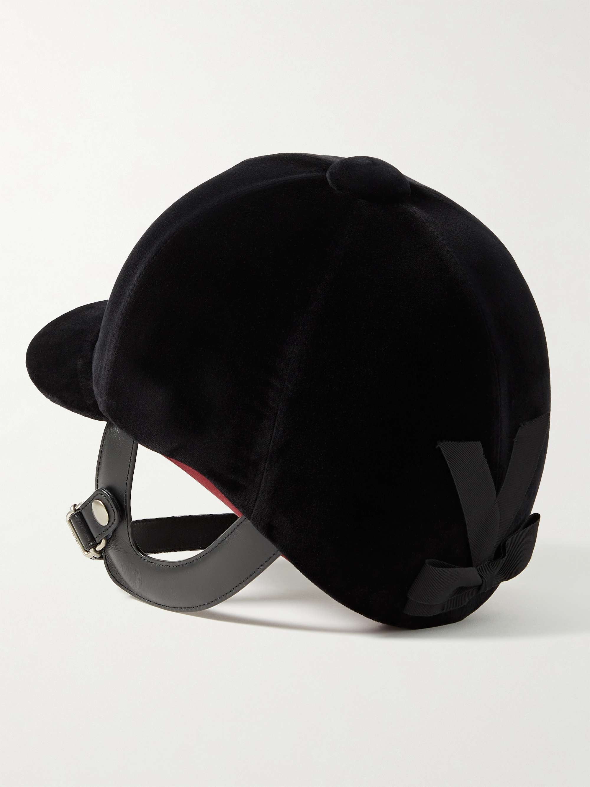 GUCCI Equestrian Leather-Trimmed Cotton-Velvet Helmet