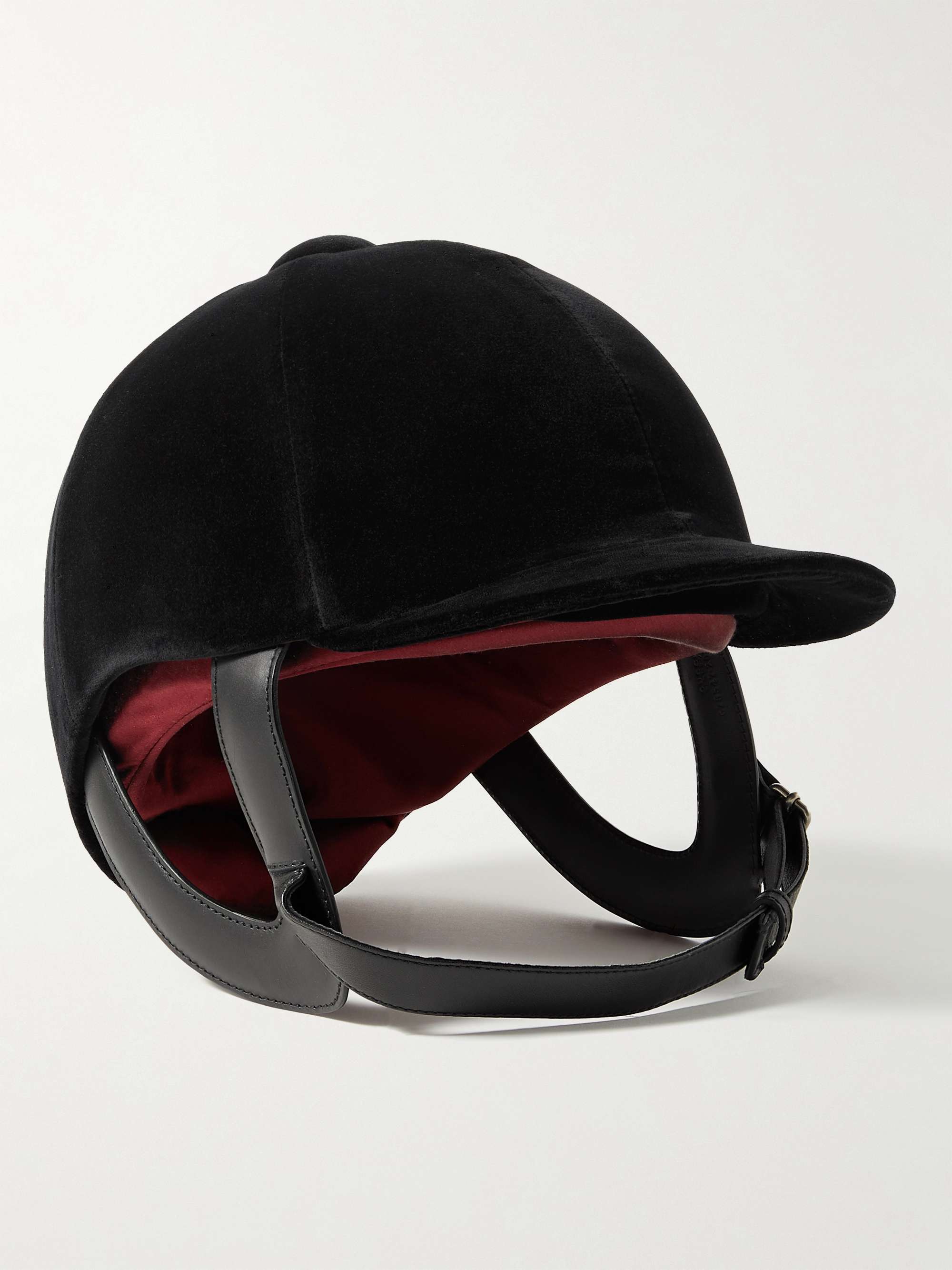 GUCCI Equestrian Leather-Trimmed Cotton-Velvet Helmet