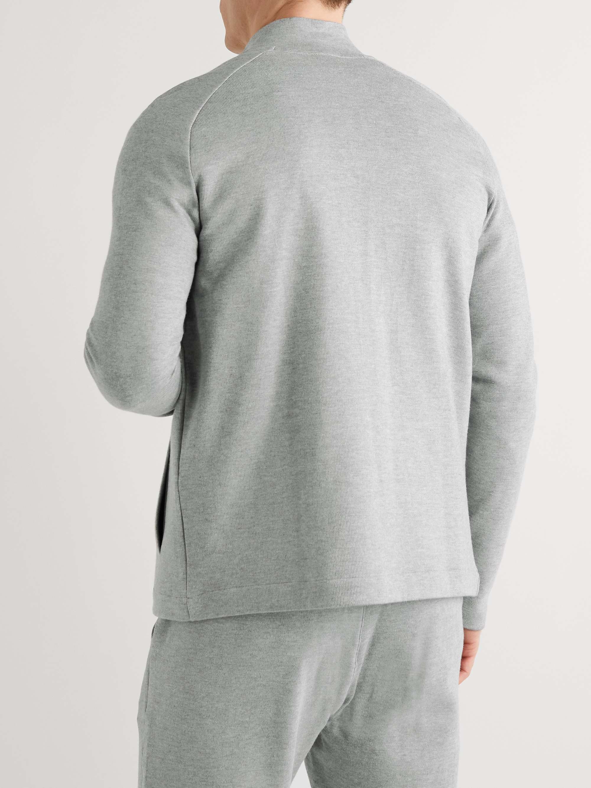HANRO Leo Ribbed Cotton-Jersey Zip-Up Sweatshirt