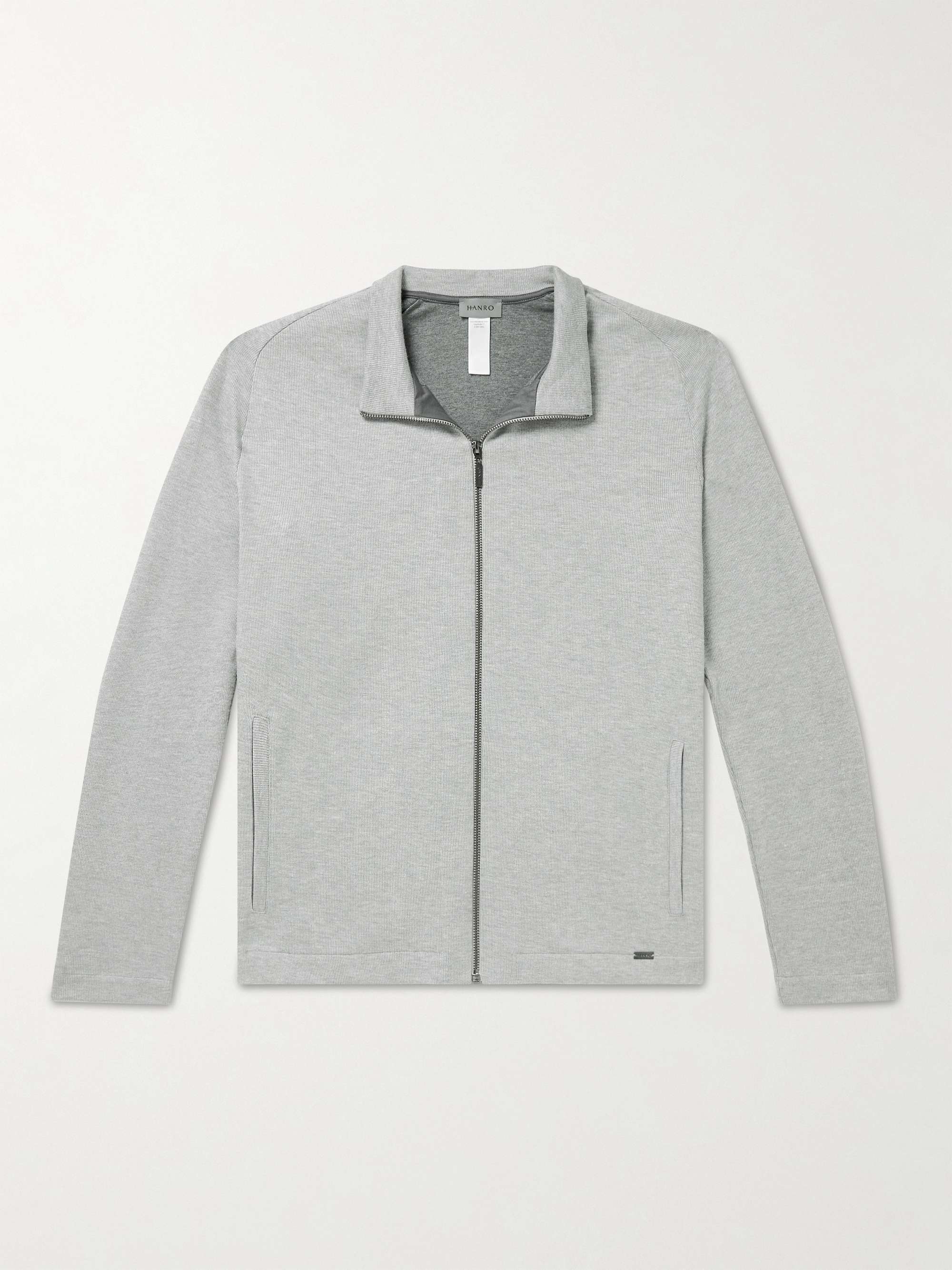 HANRO Leo Ribbed Cotton-Jersey Zip-Up Sweatshirt