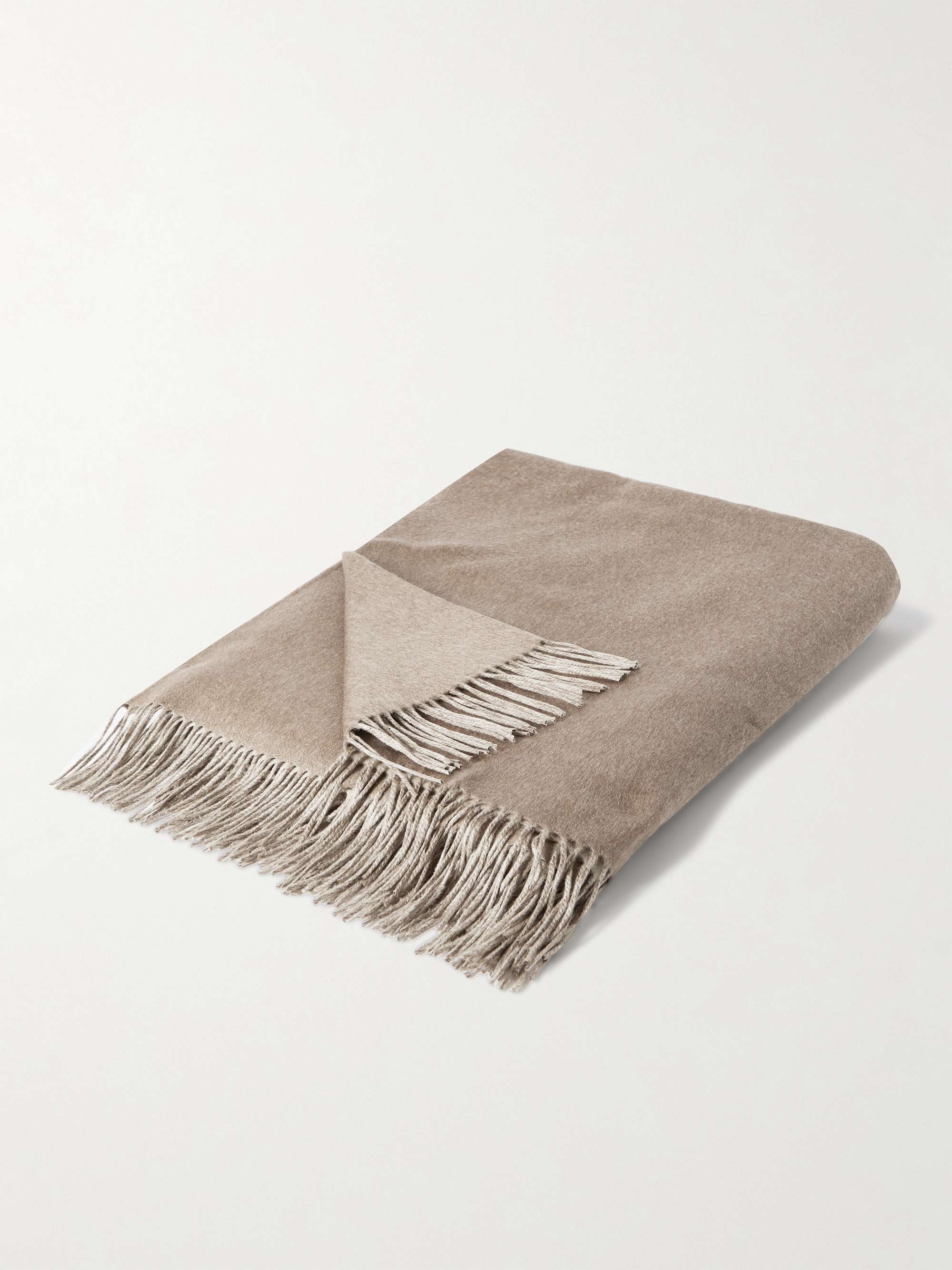 BRUNELLO CUCINELLI Fringed Two-Tone Silk Blanket
