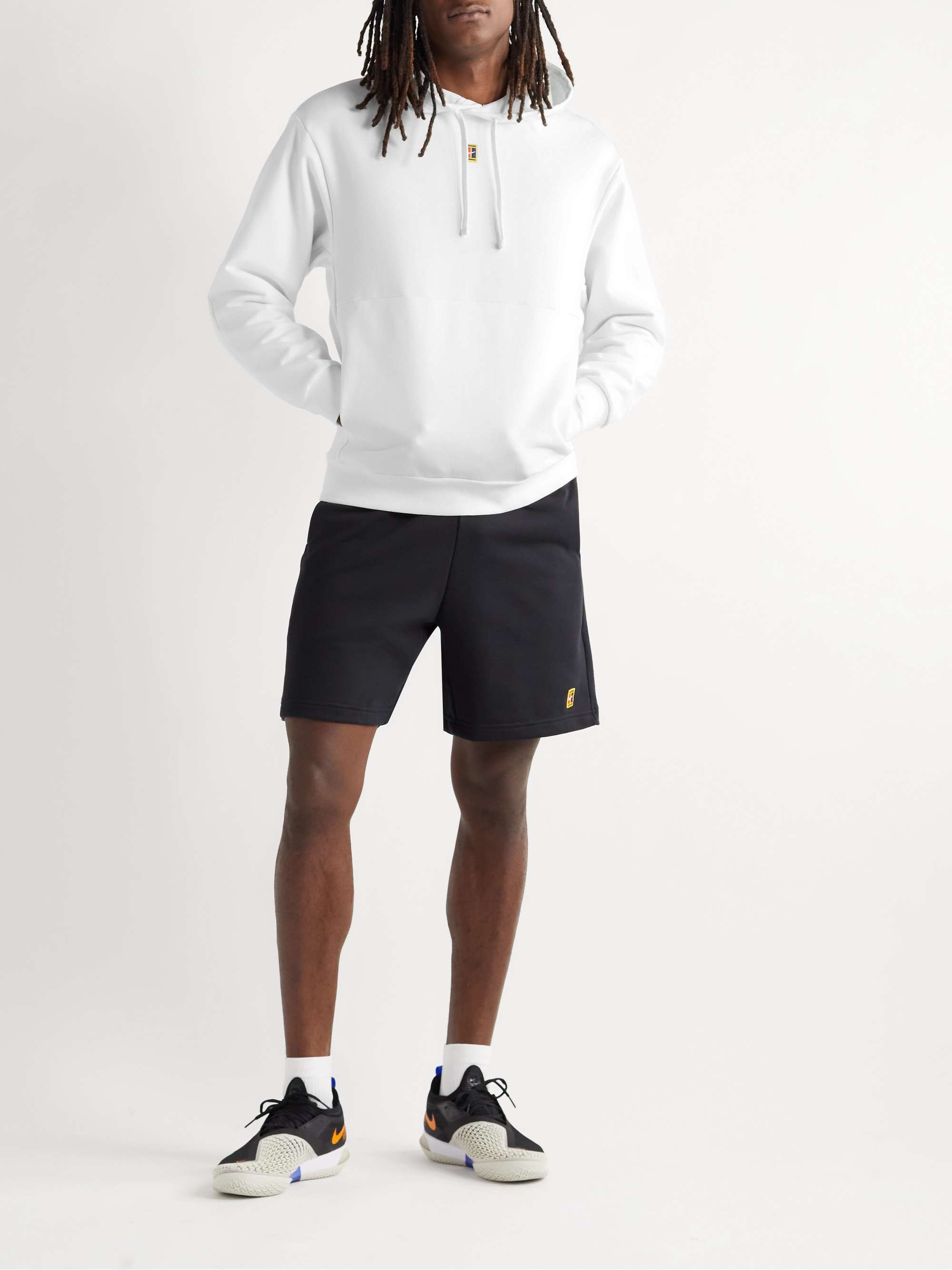 NIKE TENNIS NikeCourt Logo-Appliquéd Cotton-Blend Jersey Hoodie