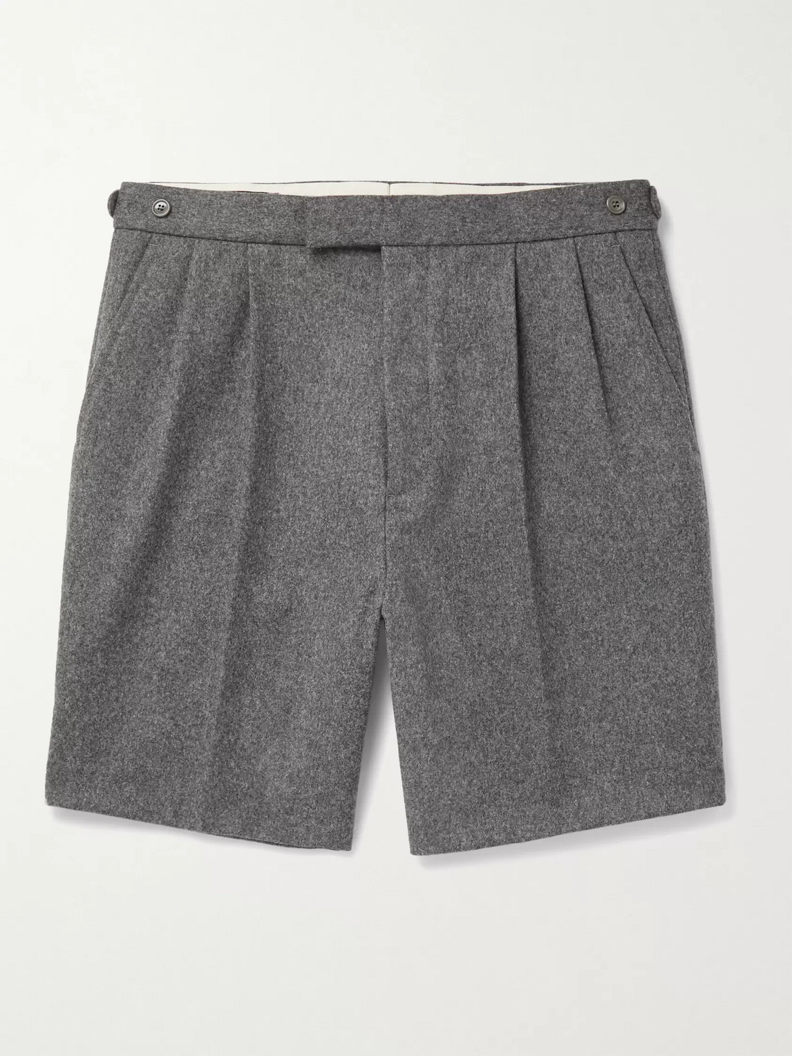 Gucci Wide-leg Pleated Wool-flannel Shorts In Gray