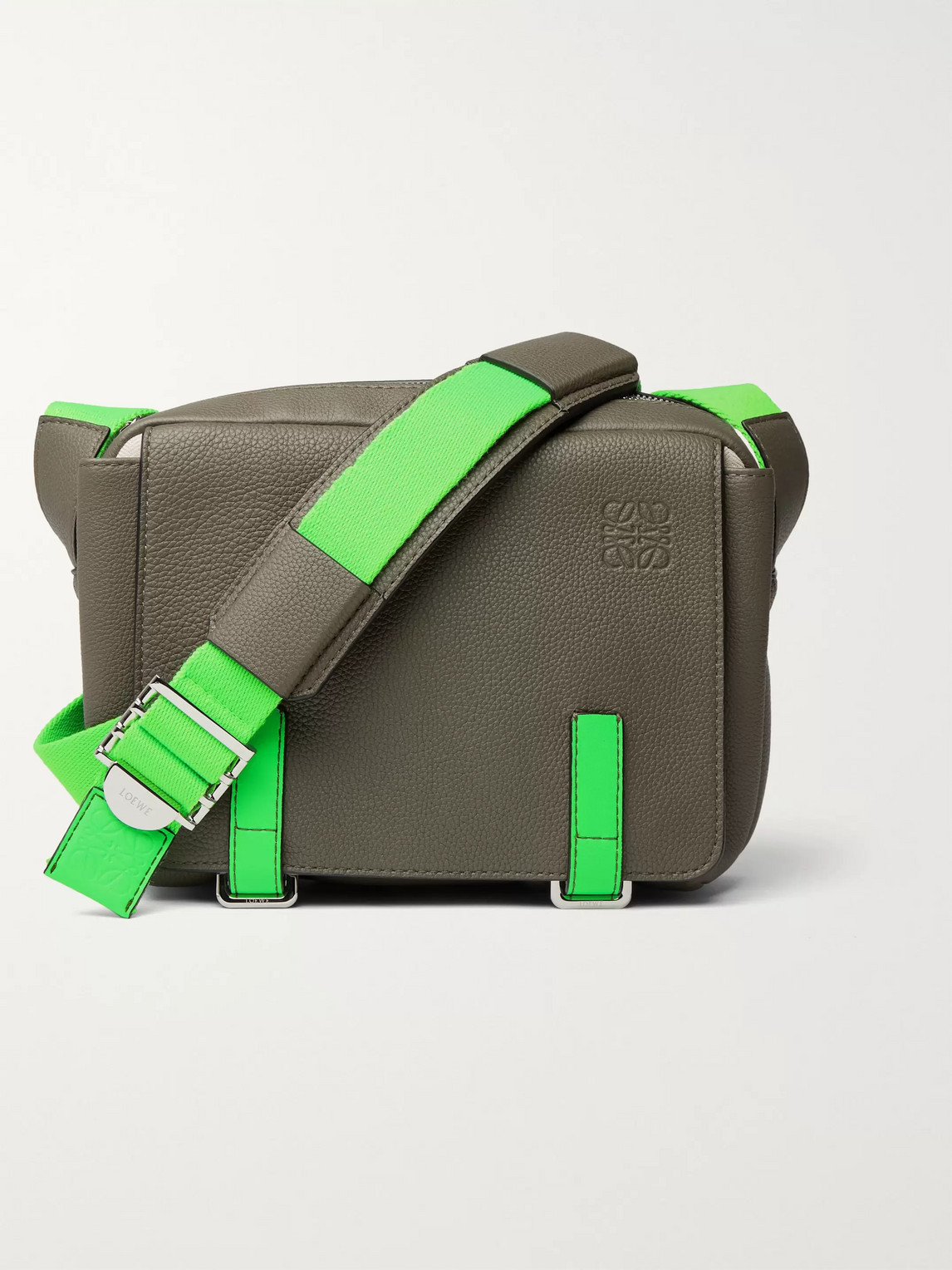 Loewe Paula's Ibiza Full-grain Leather Messenger Bag In Green