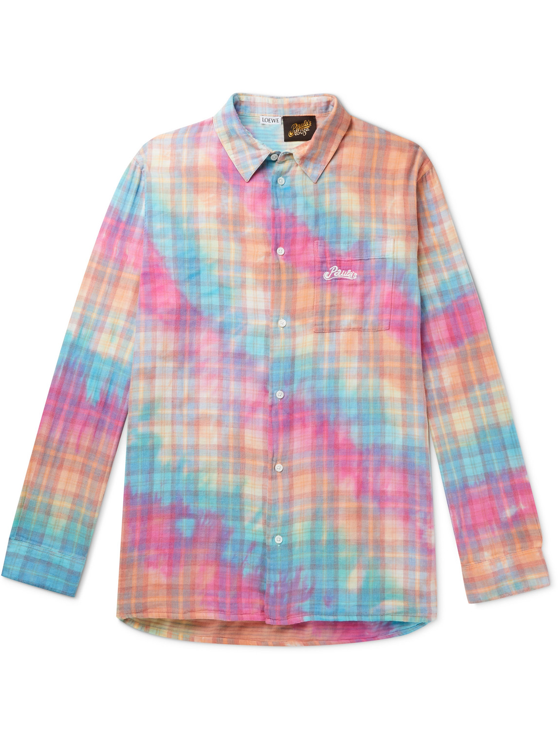 Loewe Paula's Ibiza Tie-dyed Checked Cotton Overshirt In Multi
