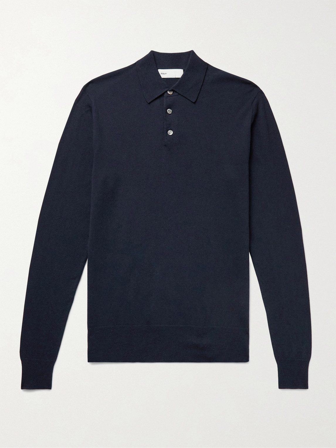 Adsum Merino Wool And Cotton-blend Polo Shirt In Blue