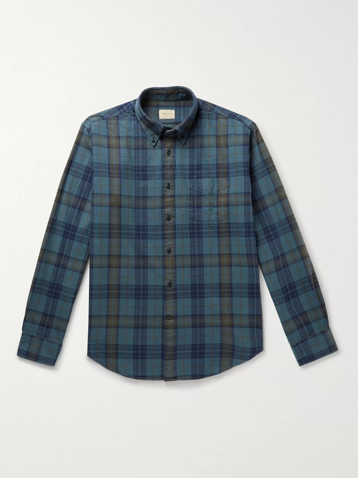 Bellerose Button-down Collar Checked Brushed-cotton Shirt In Blue