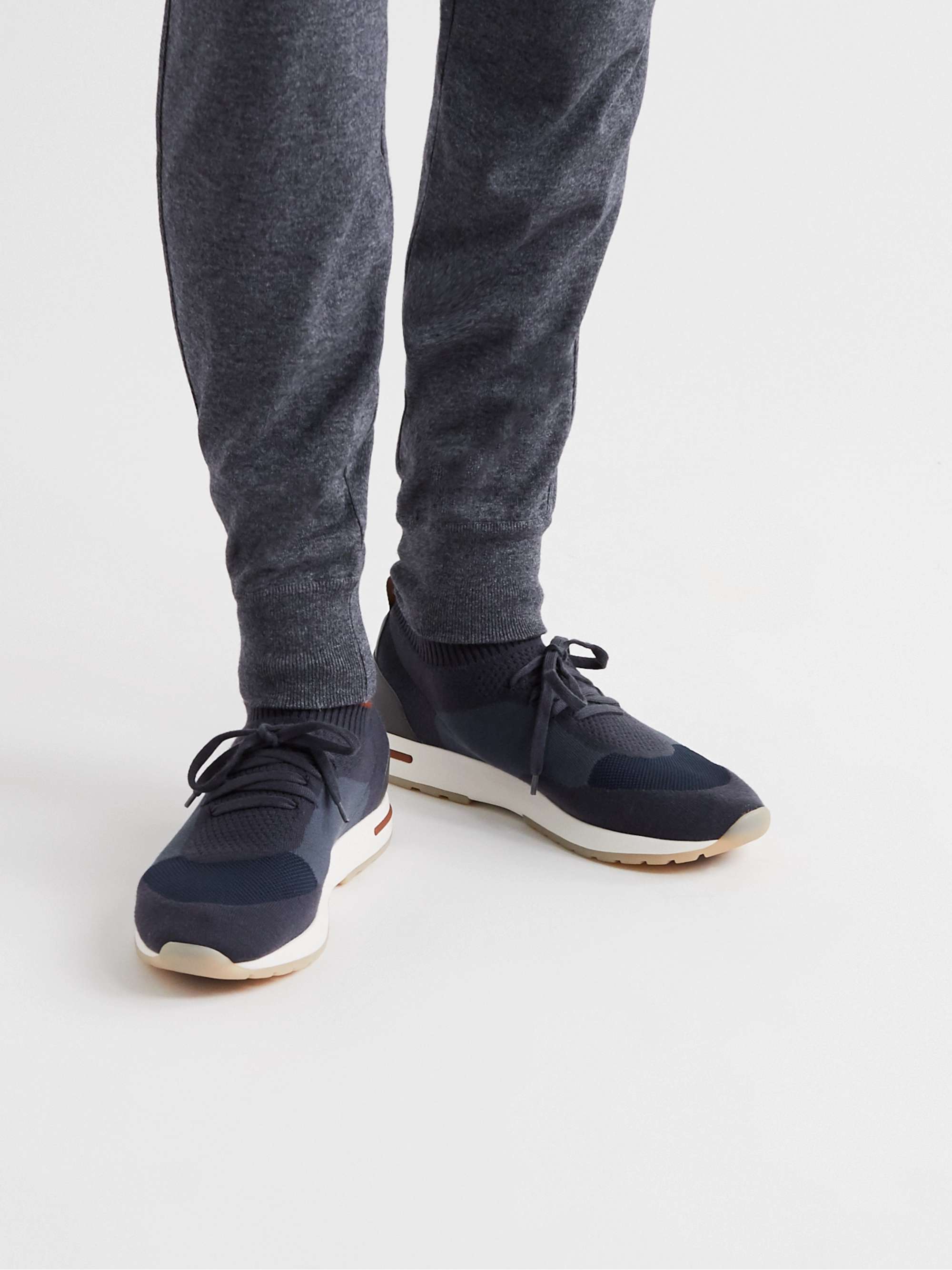 LORO PIANA 360 Flexy Walk Leather-Trimmed Knitted Wish Wool Sneakers