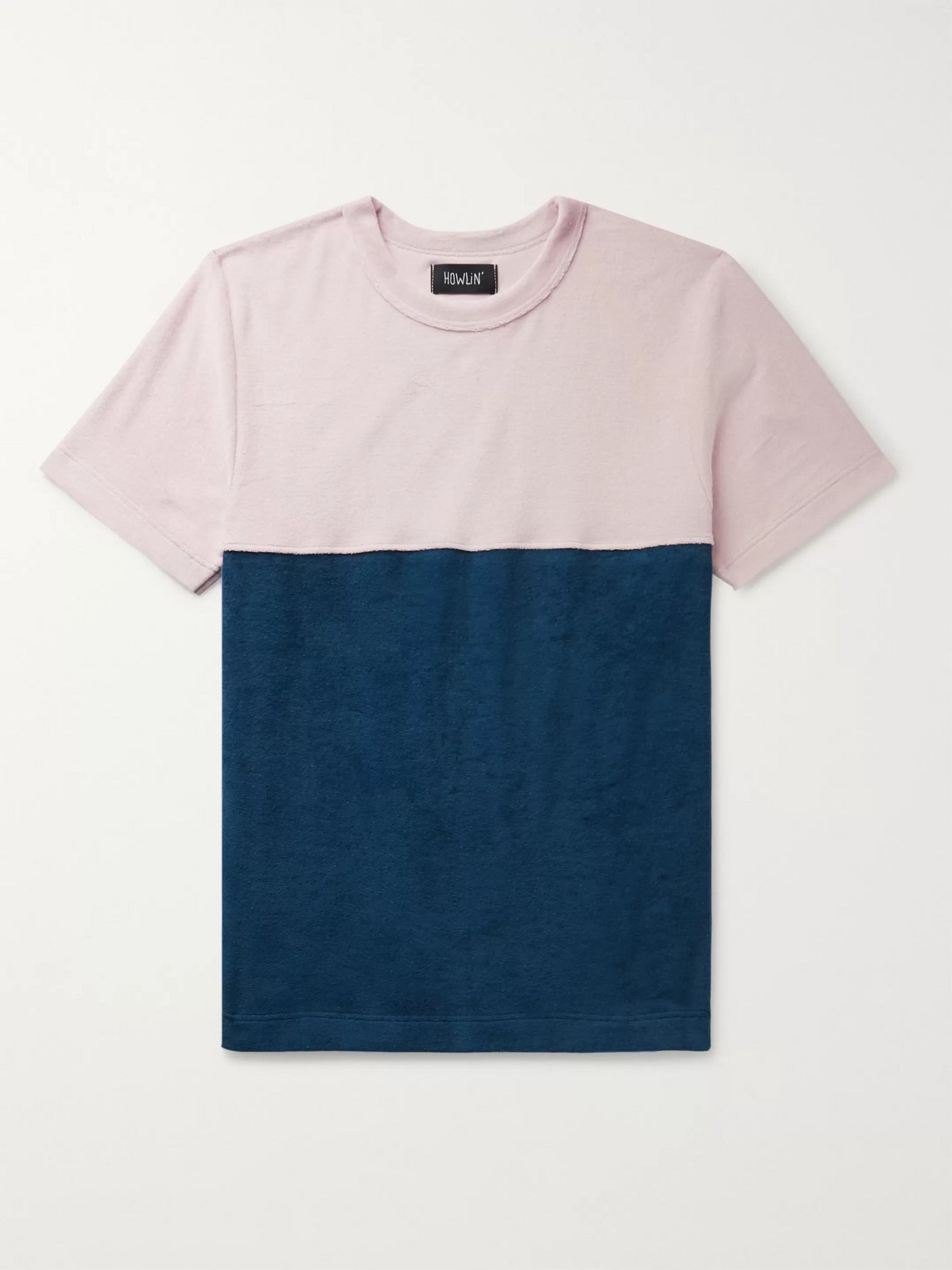Howlin' Duo Colour-block Cotton-blend Terry T-shirt In Blue