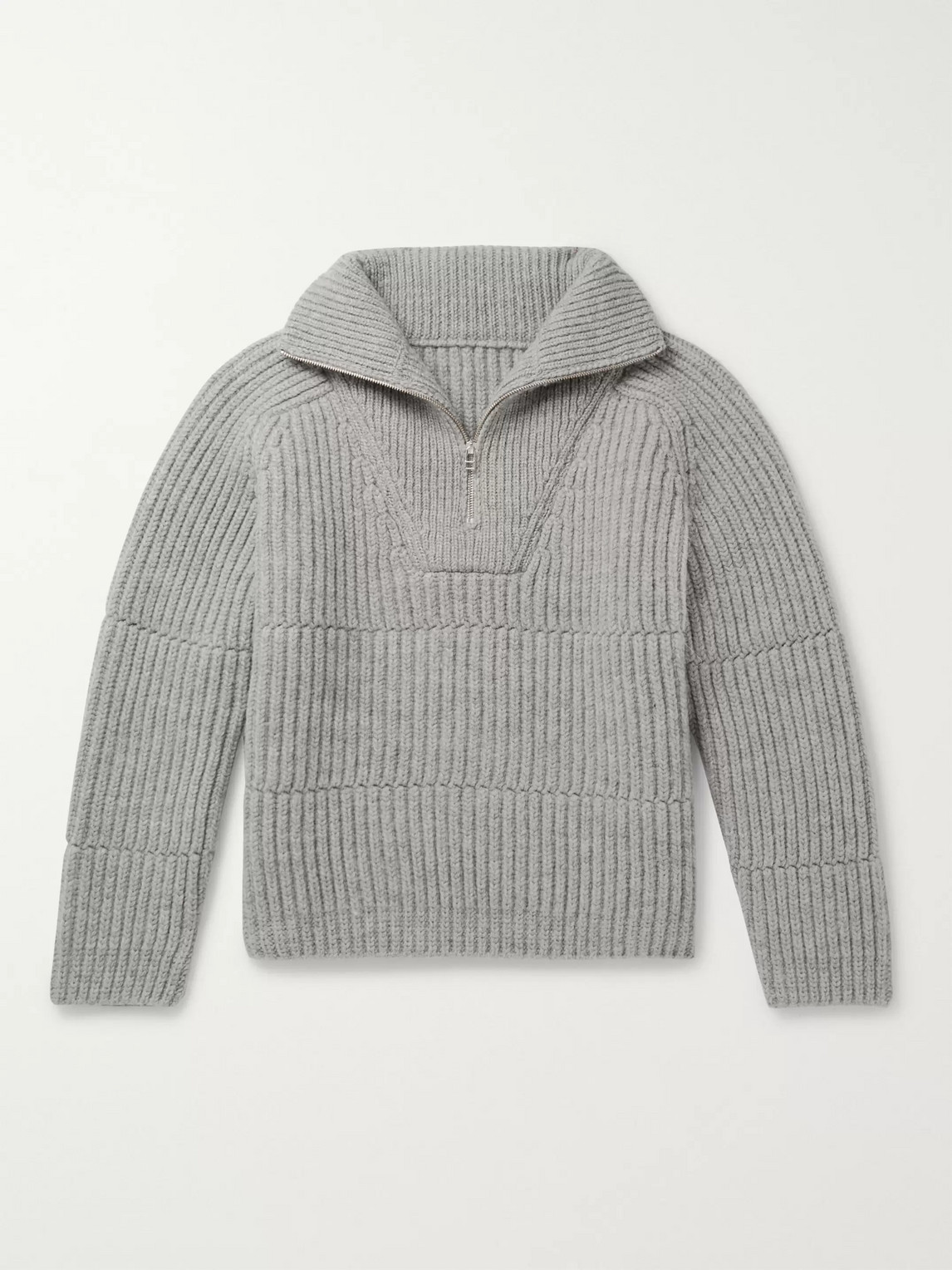 JACQUEMUS LA MAILLE RIBBED WOOL-BLEND HALF-ZIP SWEATER