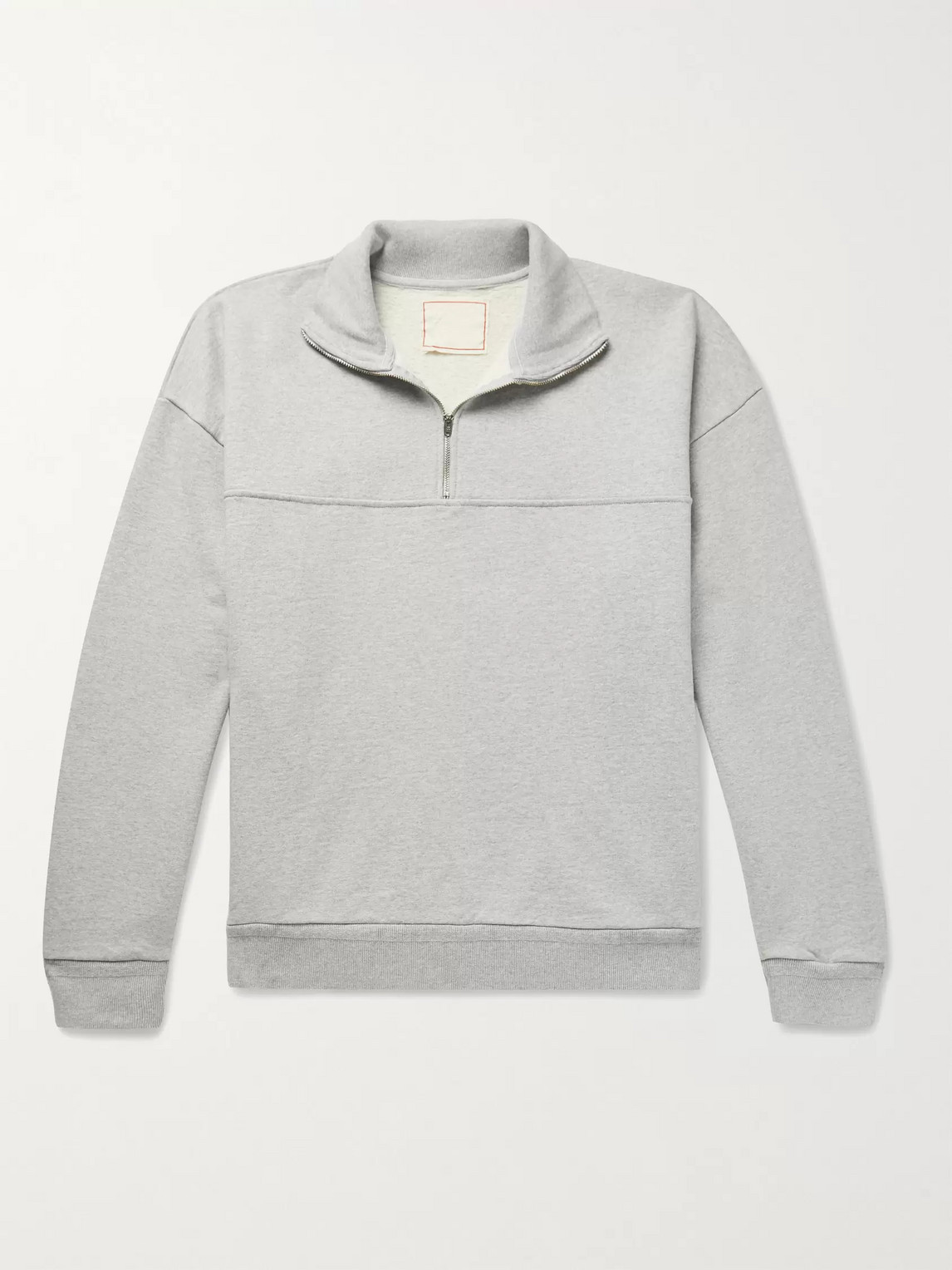 Jeanerica Fleece-back Mélange Organic Cotton-jersey Half-zip Sweatshirt In Gray