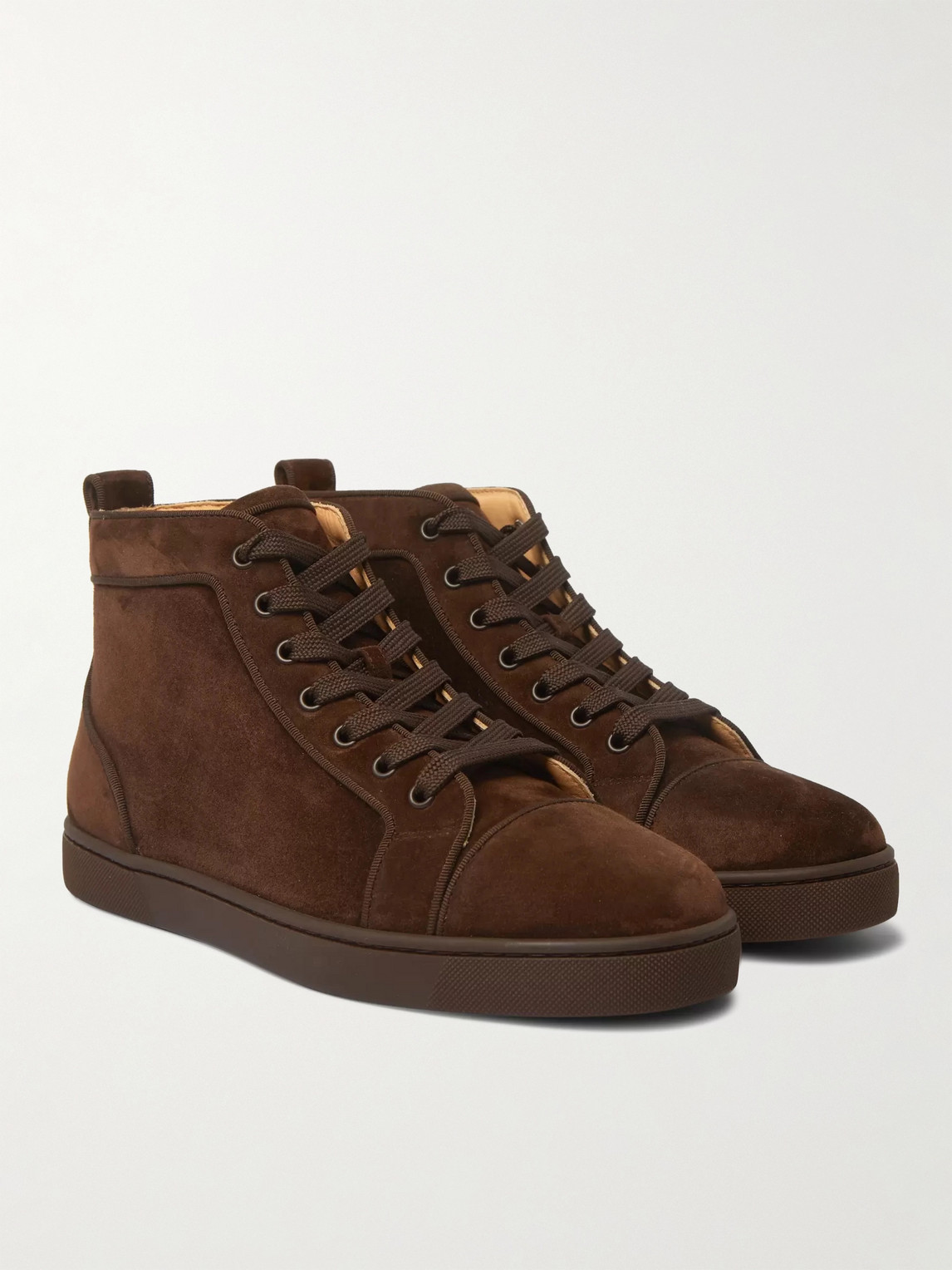 Christian Louboutin Louis Suede High-top Trainers In Brown