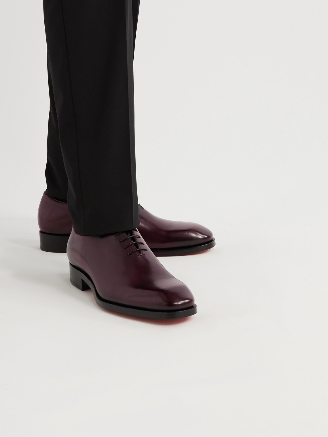 Shop Christian Louboutin Cousin Corteo Leather Oxford Shoes In Burgundy