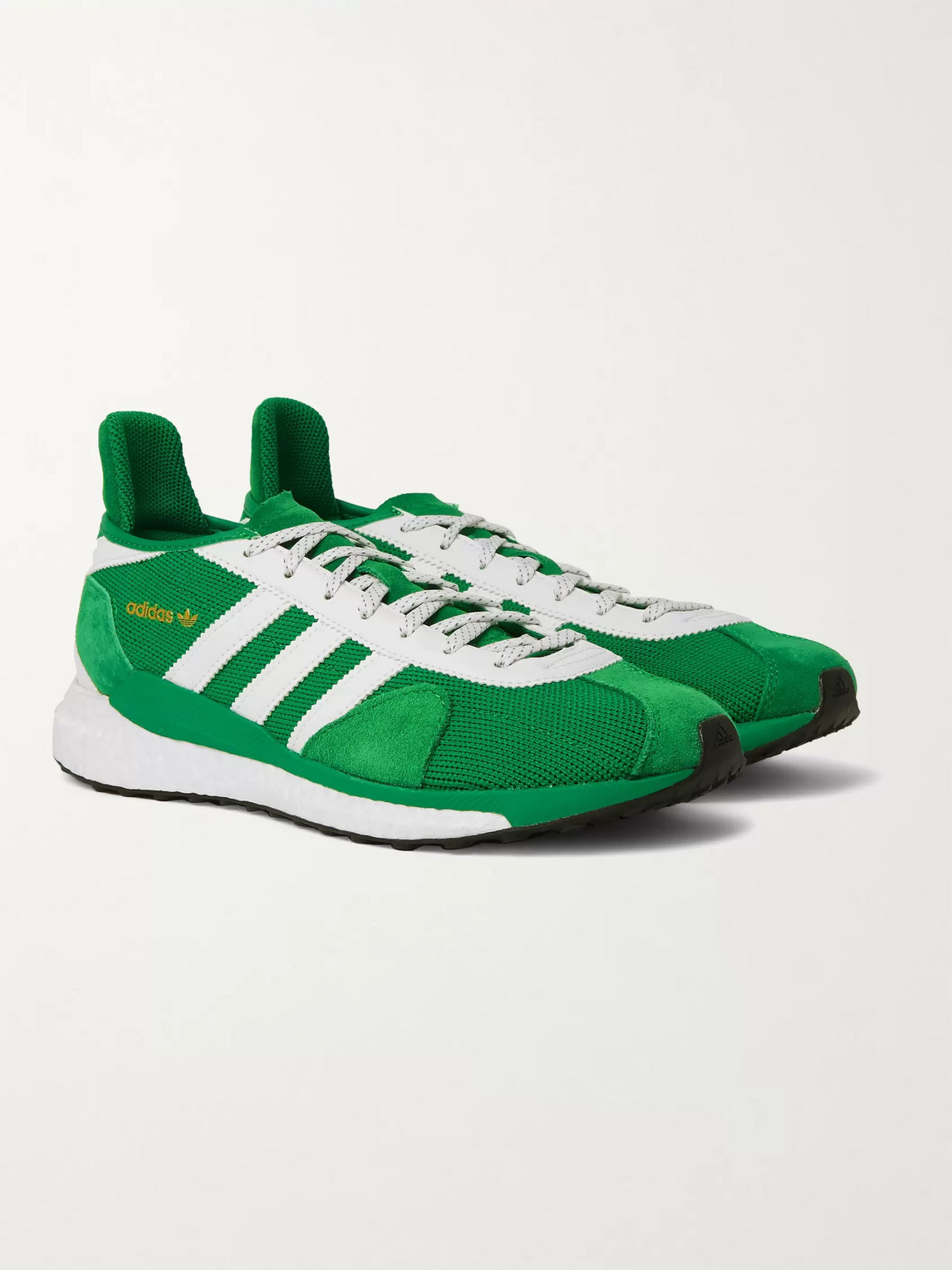 Adidas Consortium Human Made Tokio Solar Leather-trimmed Mesh And Suede Sneakers In Green