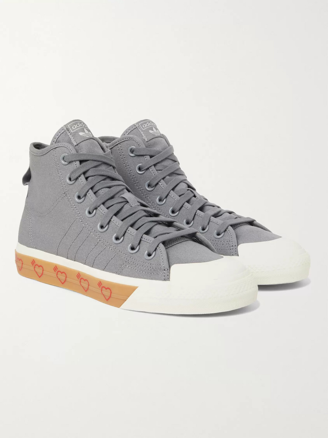 Adidas Consortium Human Made Nizza Canvas High-top Trainers In Grey