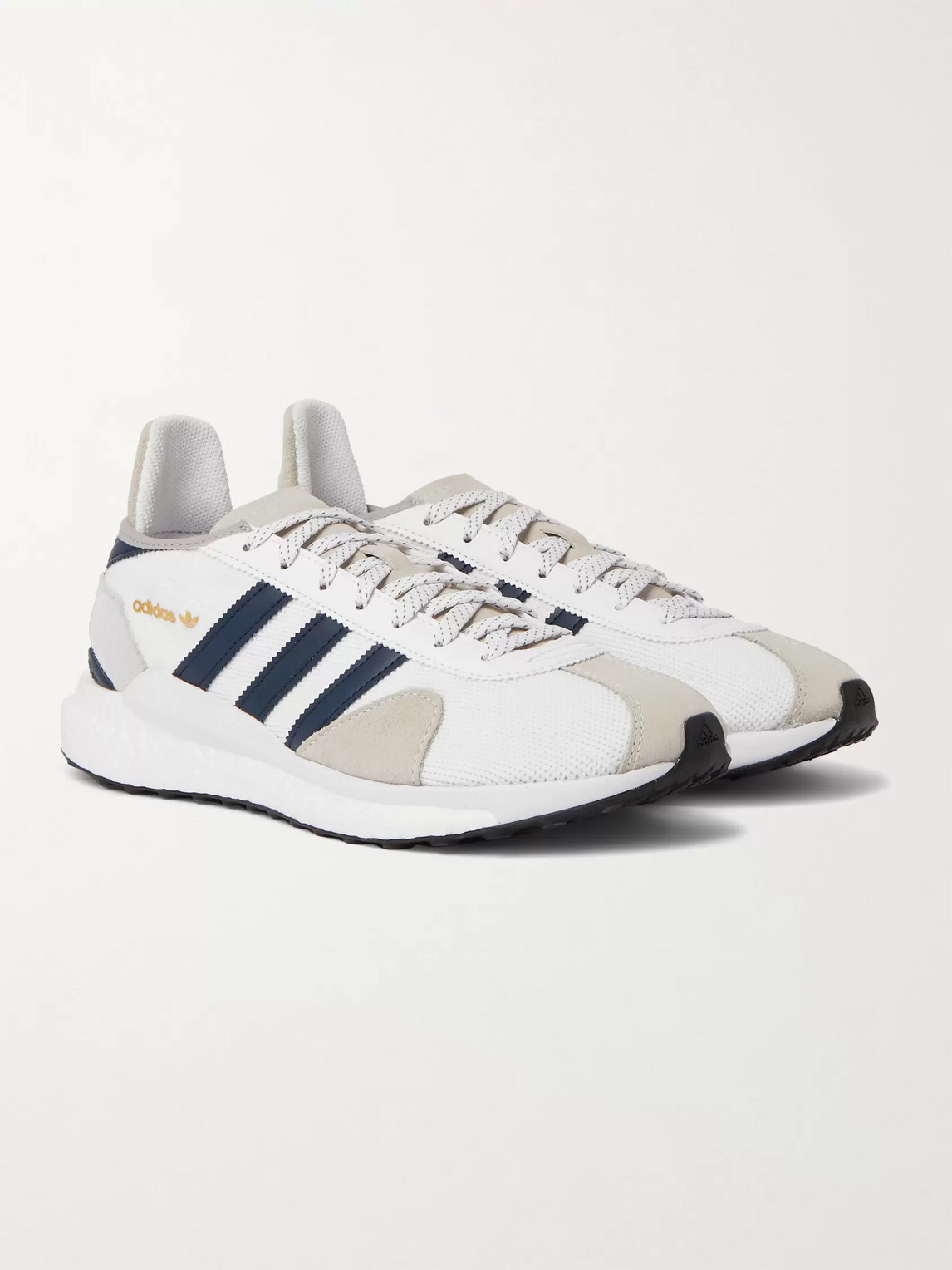 Adidas Consortium Human Made Tokio Solar Leather-trimmed Mesh And Suede Trainers In White
