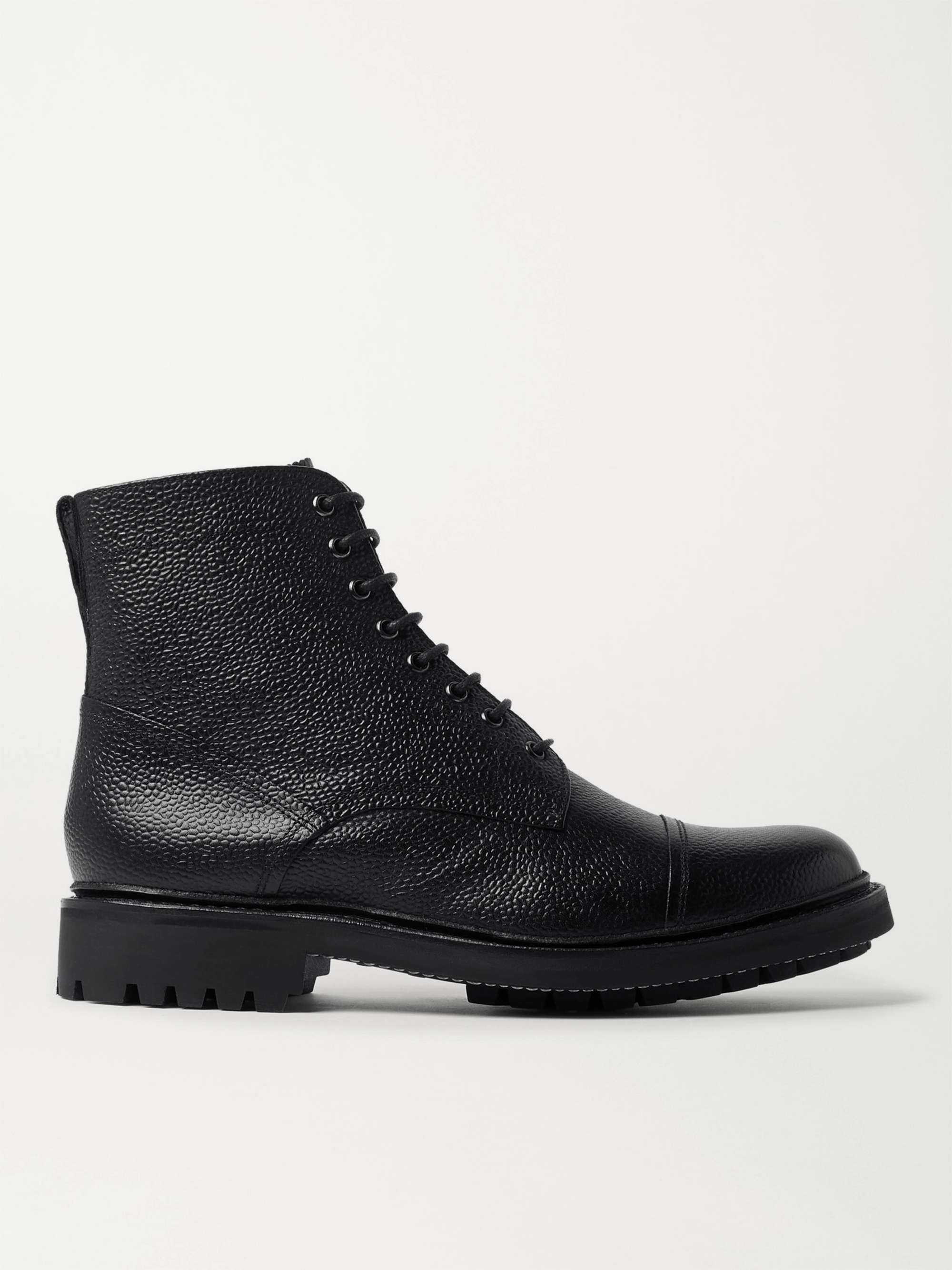 GRENSON Joseph Cap-Toe Pebble-Grain Leather Boots