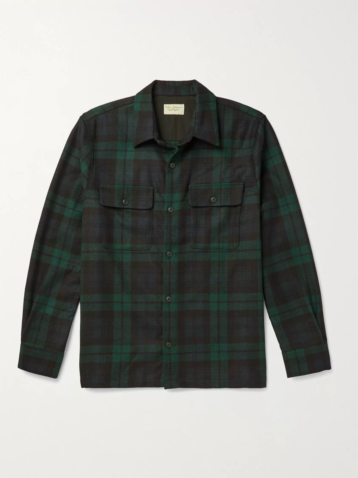 NUDIE JEANS STEN CHECKED WOOL-BLEND TWILL SHIRT