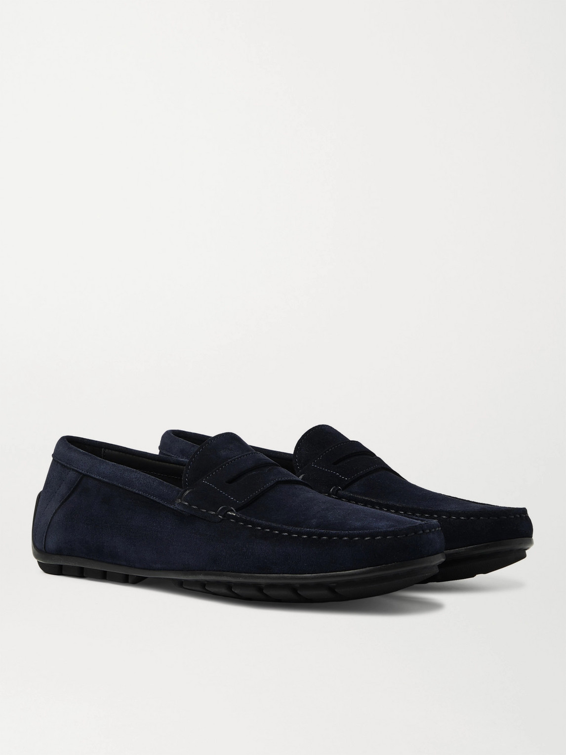 blue suede driving shoes