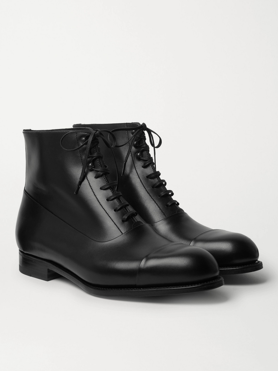 Jm Weston Leather Derby Boots In Black