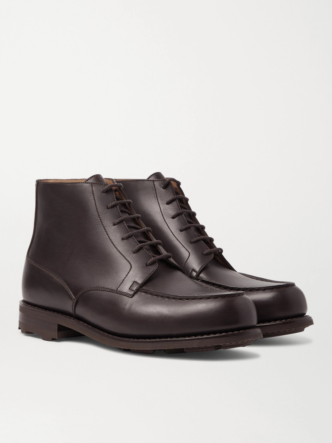Jm Weston Leather Derby Boots In Brown