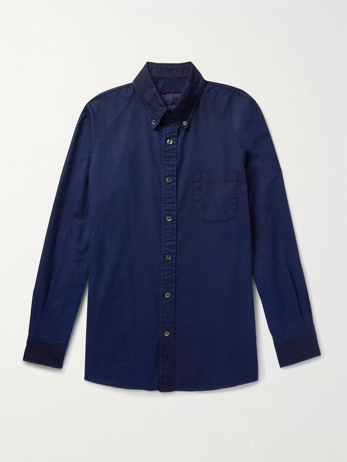 Blue Blue Japan Button-down Collar Indigo-dyed Cotton Oxford Shirt In Blue